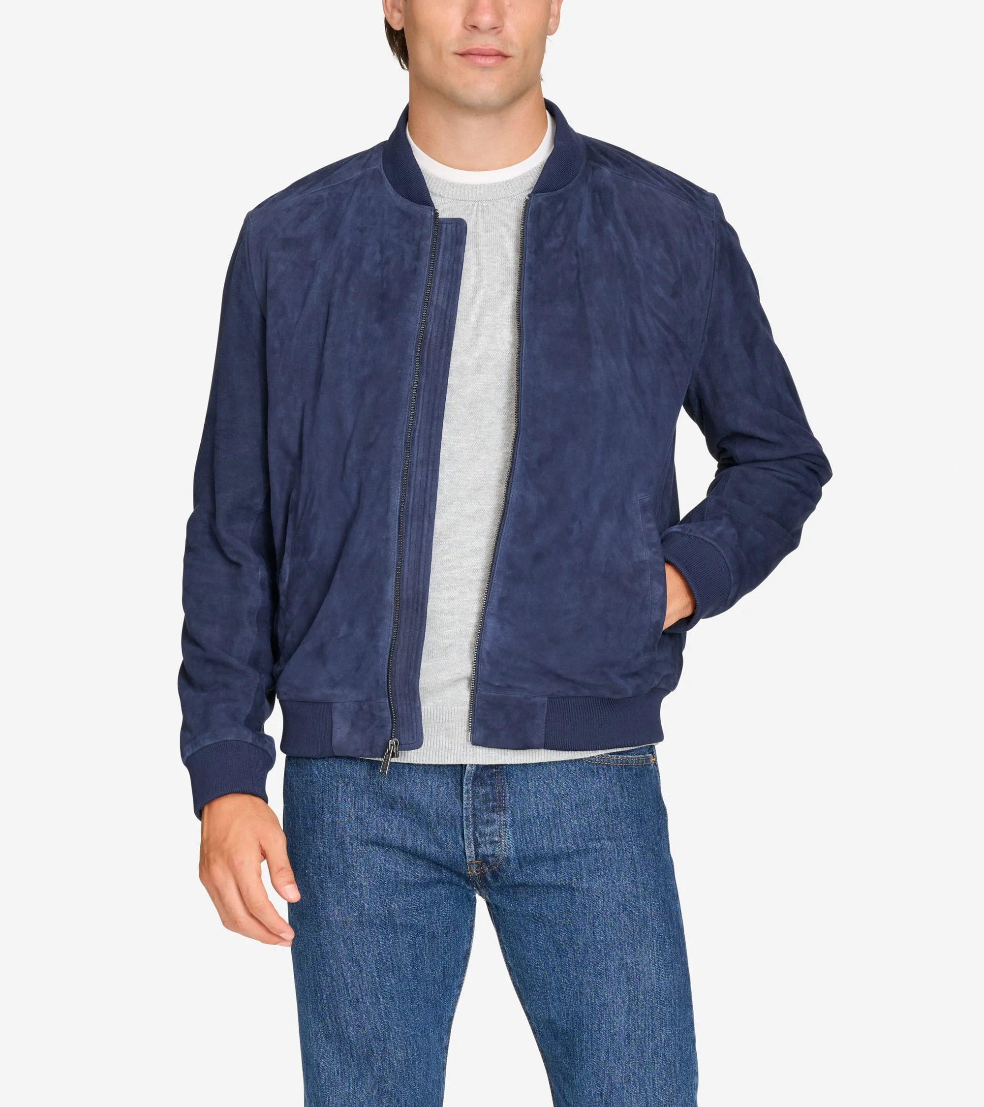 Men's Zip-Up Suede Jacket - 1