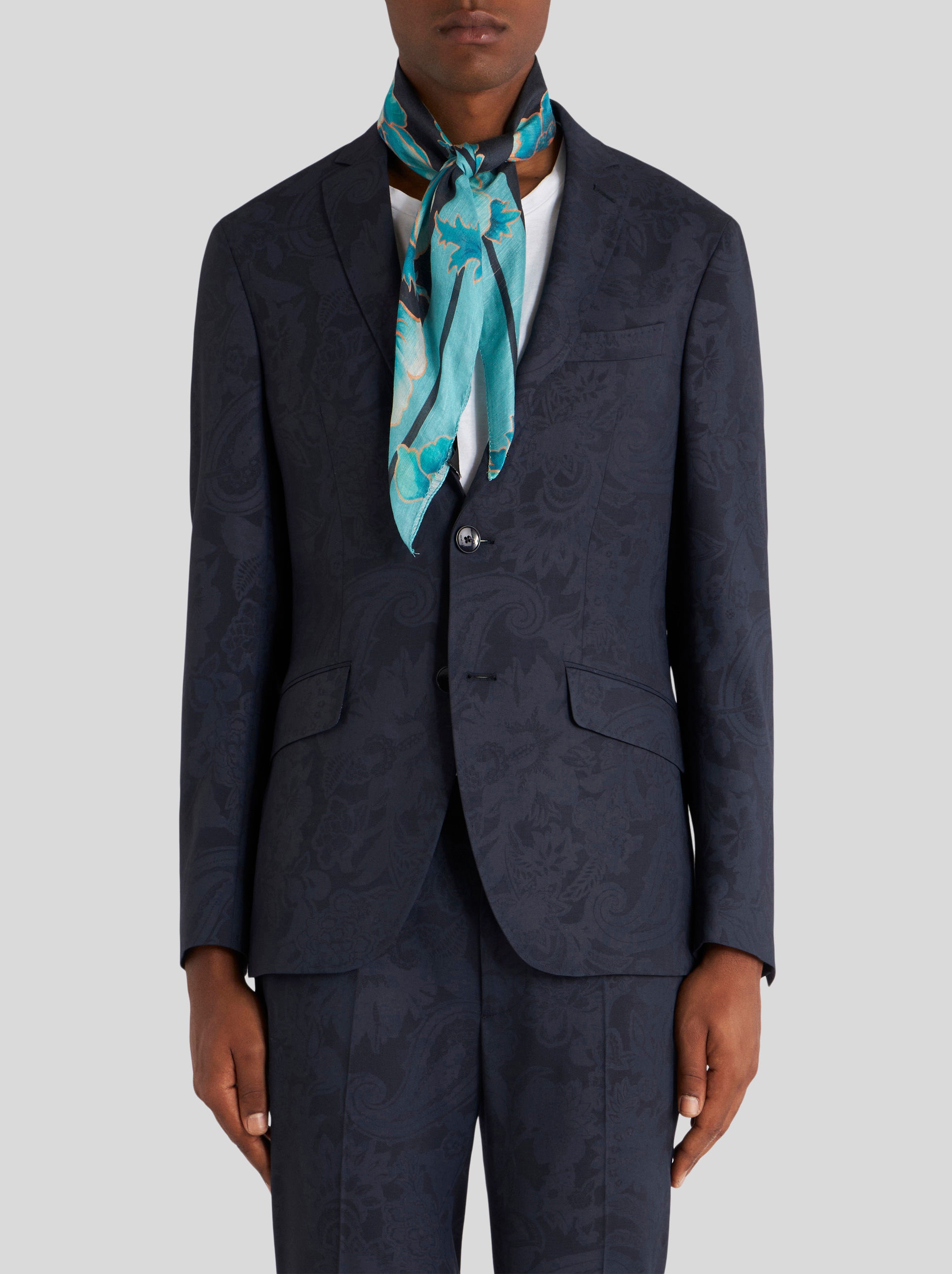 FLORAL LINEN AND SILK SCARF - 2