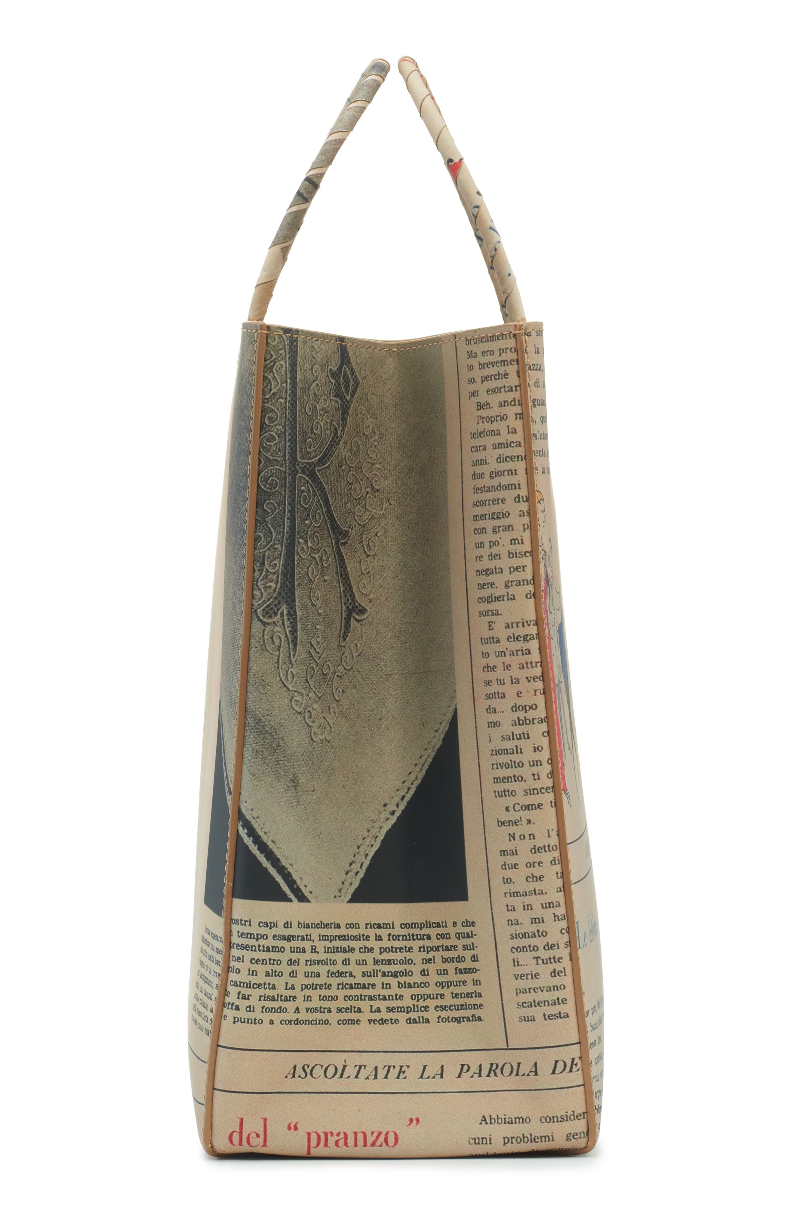 Bottega Veneta Small The Newspaper Leather Shopper in Beige/Black at Nordstrom - 5