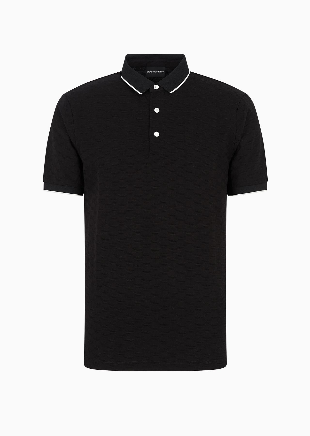 Mercerised jersey polo shirt with all-over jacquard eagle - 1