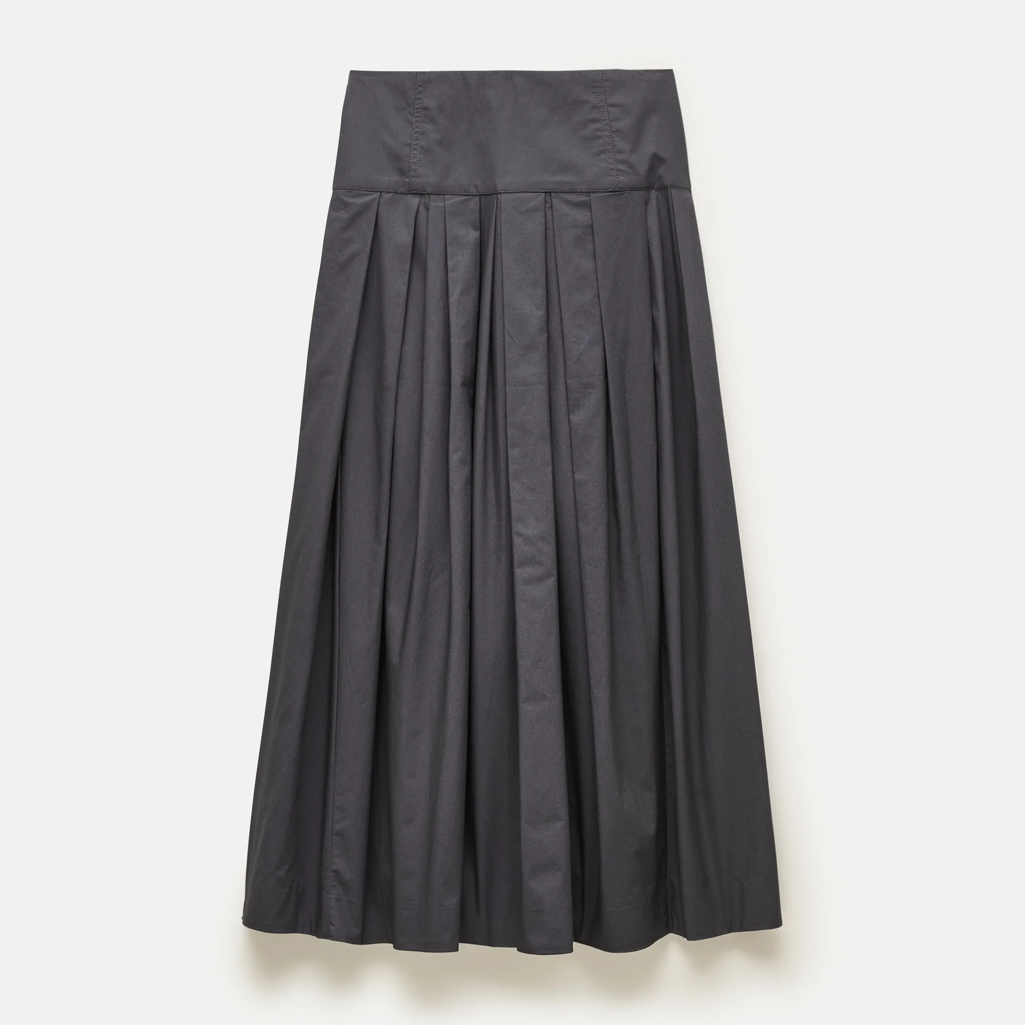 Midi skirt in compact cotton poplin - 1