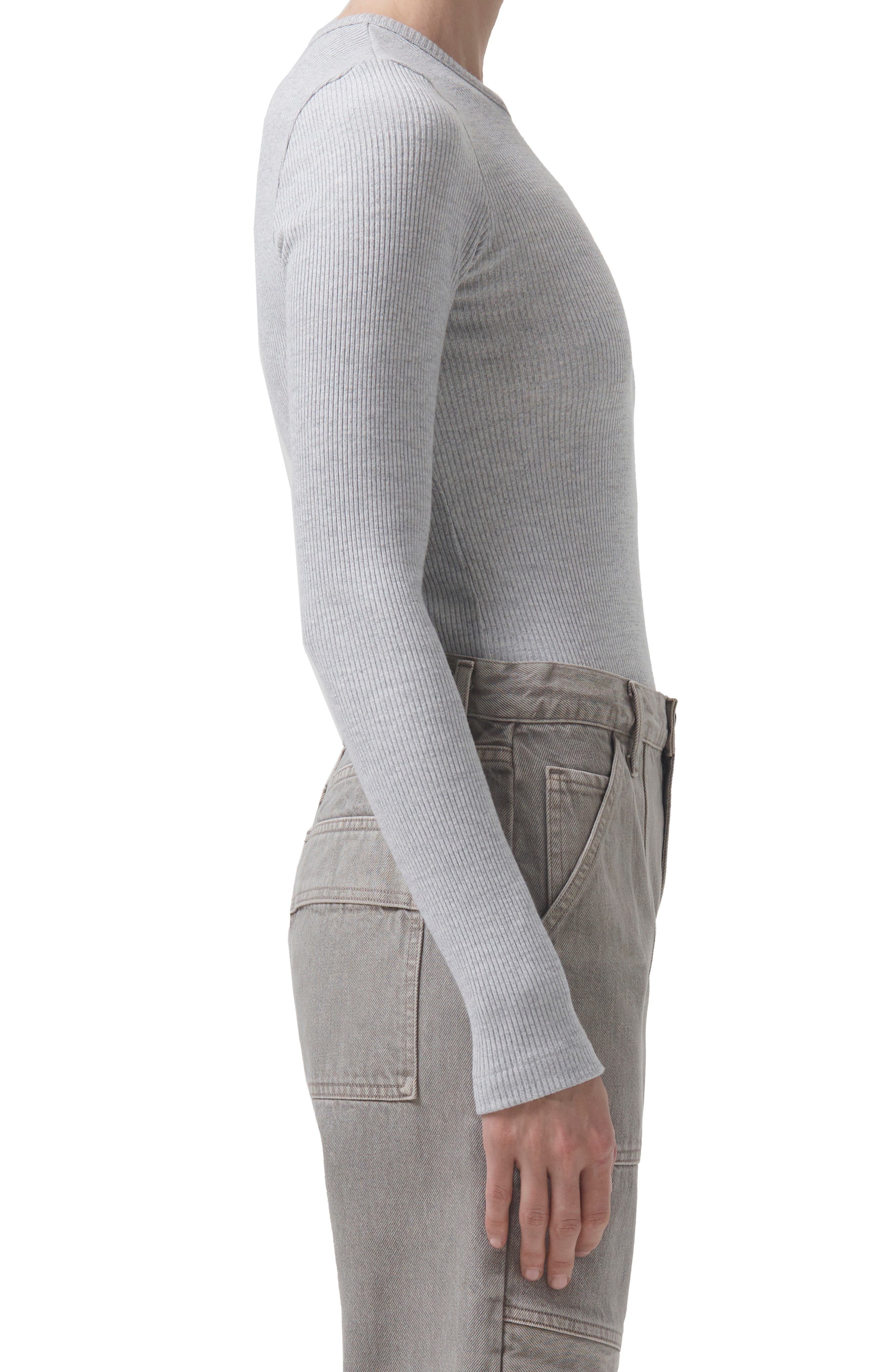 AGOLDE Alma Shrunken Long Sleeve Top in Brushed Grey Heather at Nordstrom - 2