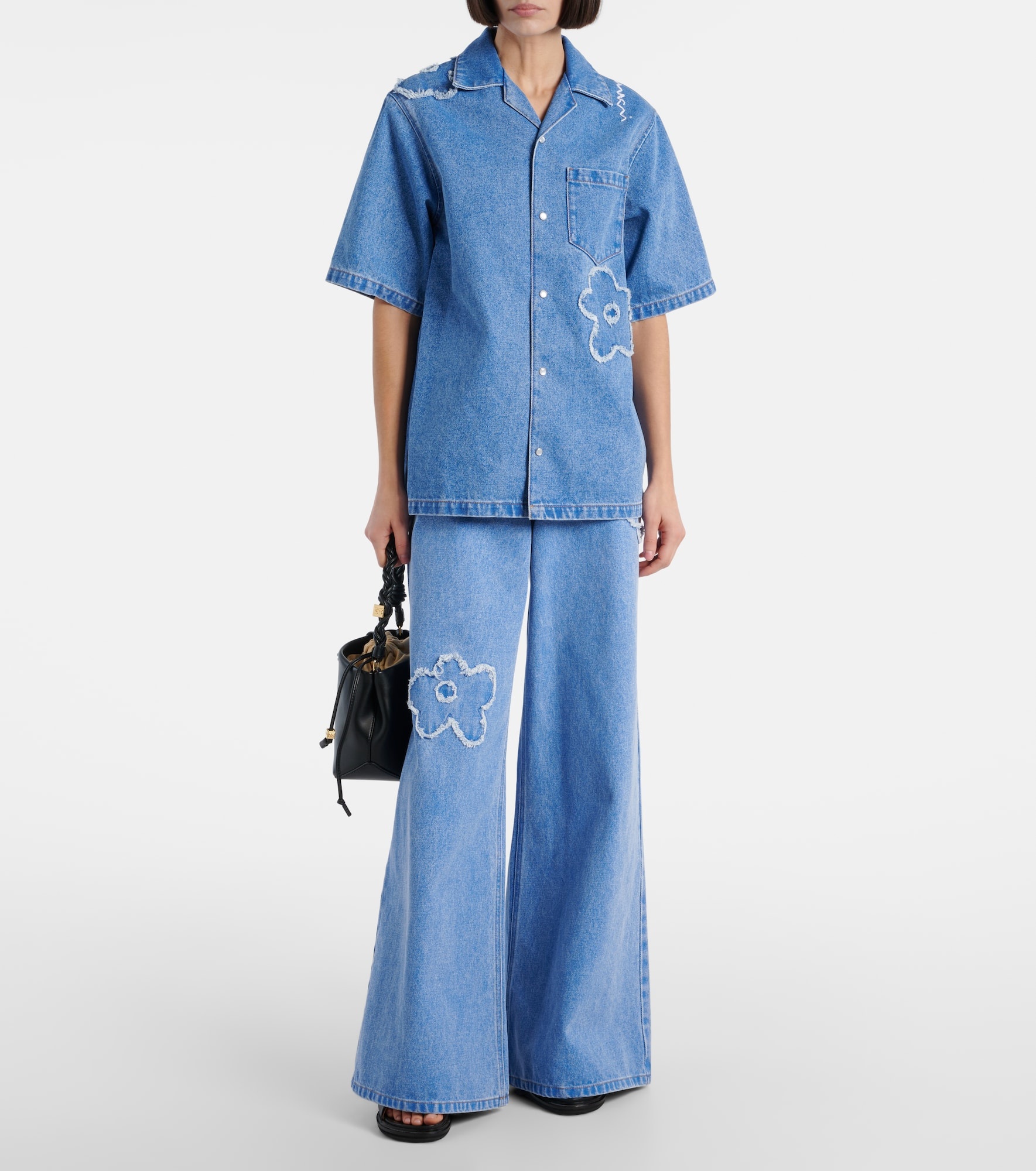 Floral embroidered denim shirt - 2