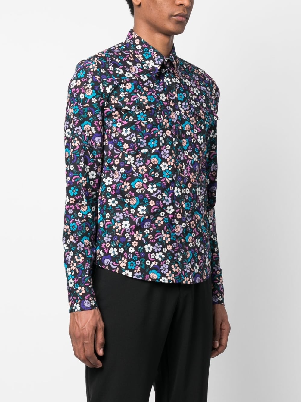 floral-print cotton shirt - 3