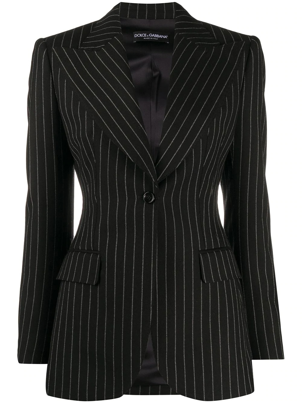 pinstriped single button blazer - 1