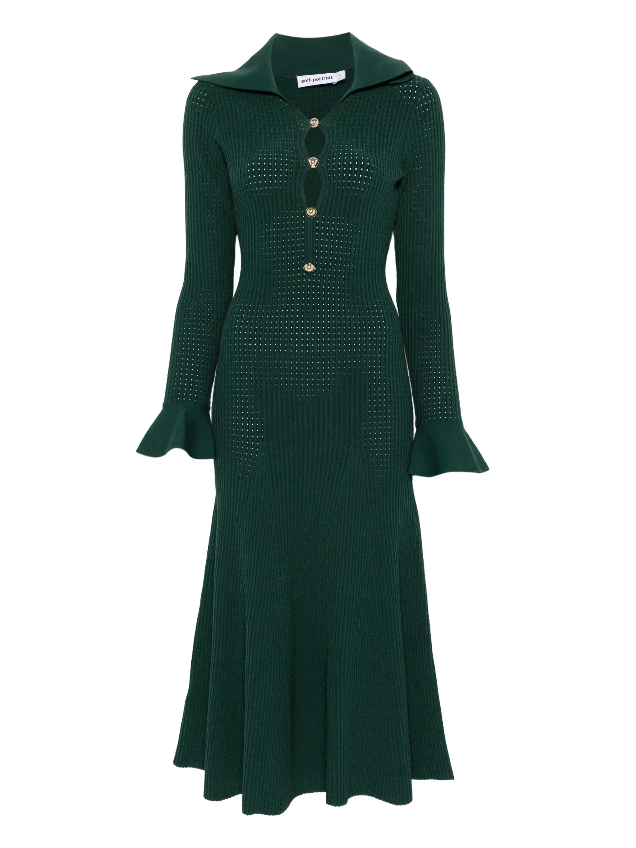 collared knitted midi dress - 1