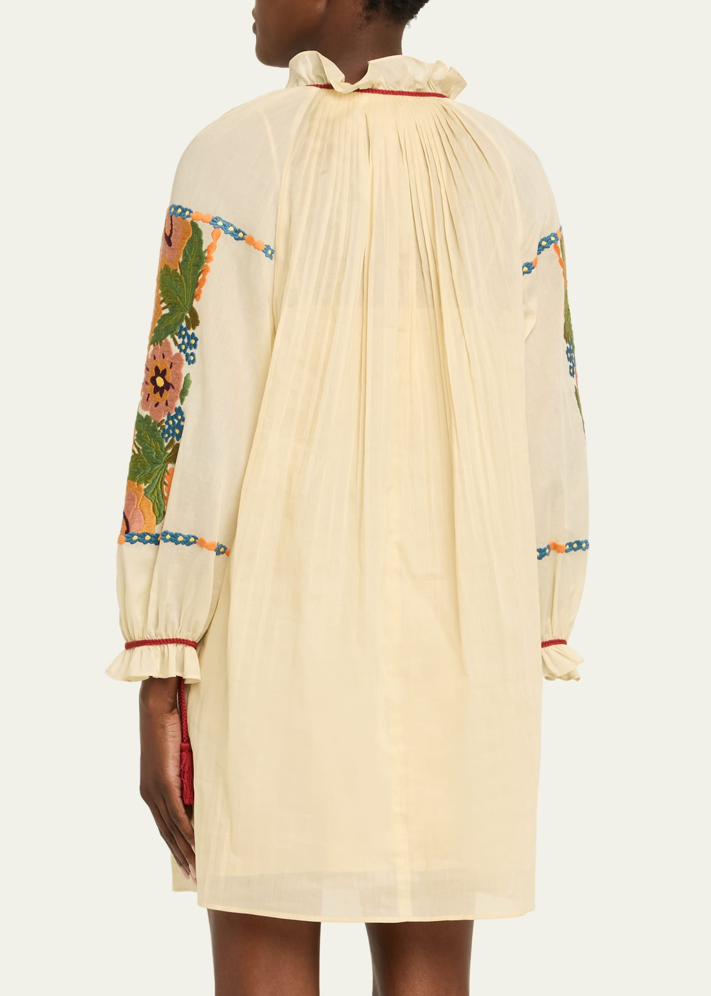 Floral Embroidered Pintuck Blouse - 3