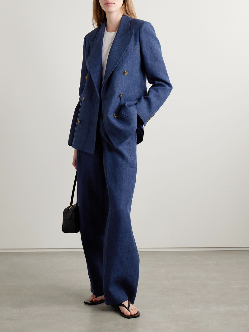 Citizens of Humanity + Argent Chelsea double-breasted linen blazer Blue outlook