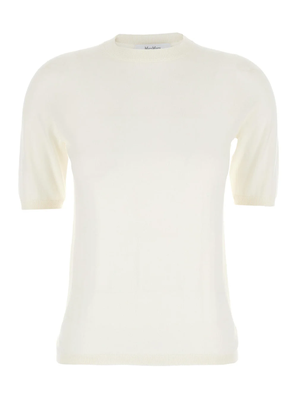 Max Mara Women 'Gerico' White Crewneck Sweater With Short Sleeves In Wool Woman - 1