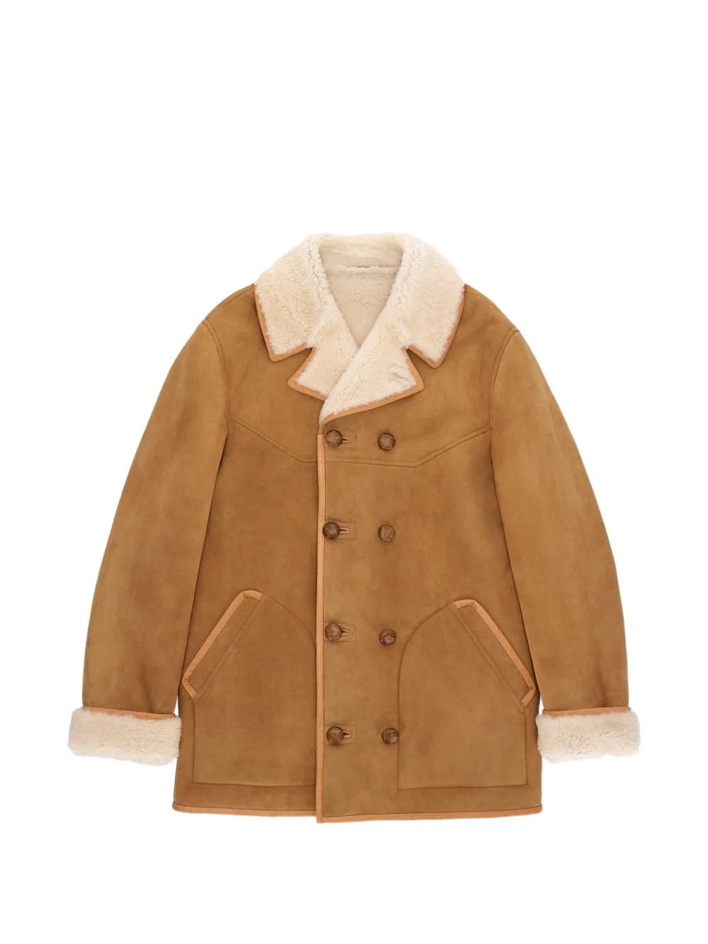double-breasted shearling jacket - 1