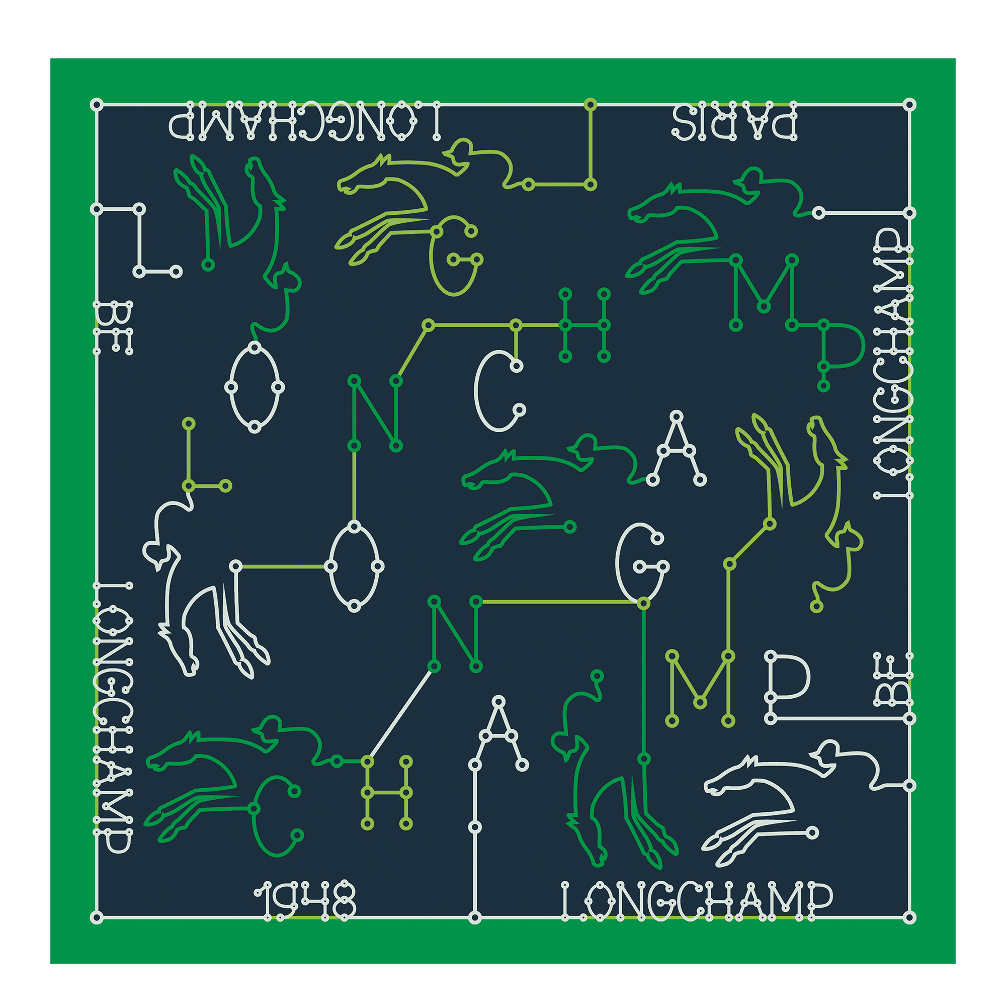 Parcours Longchamp Silk scarf 50 Navy - OTHER - 1
