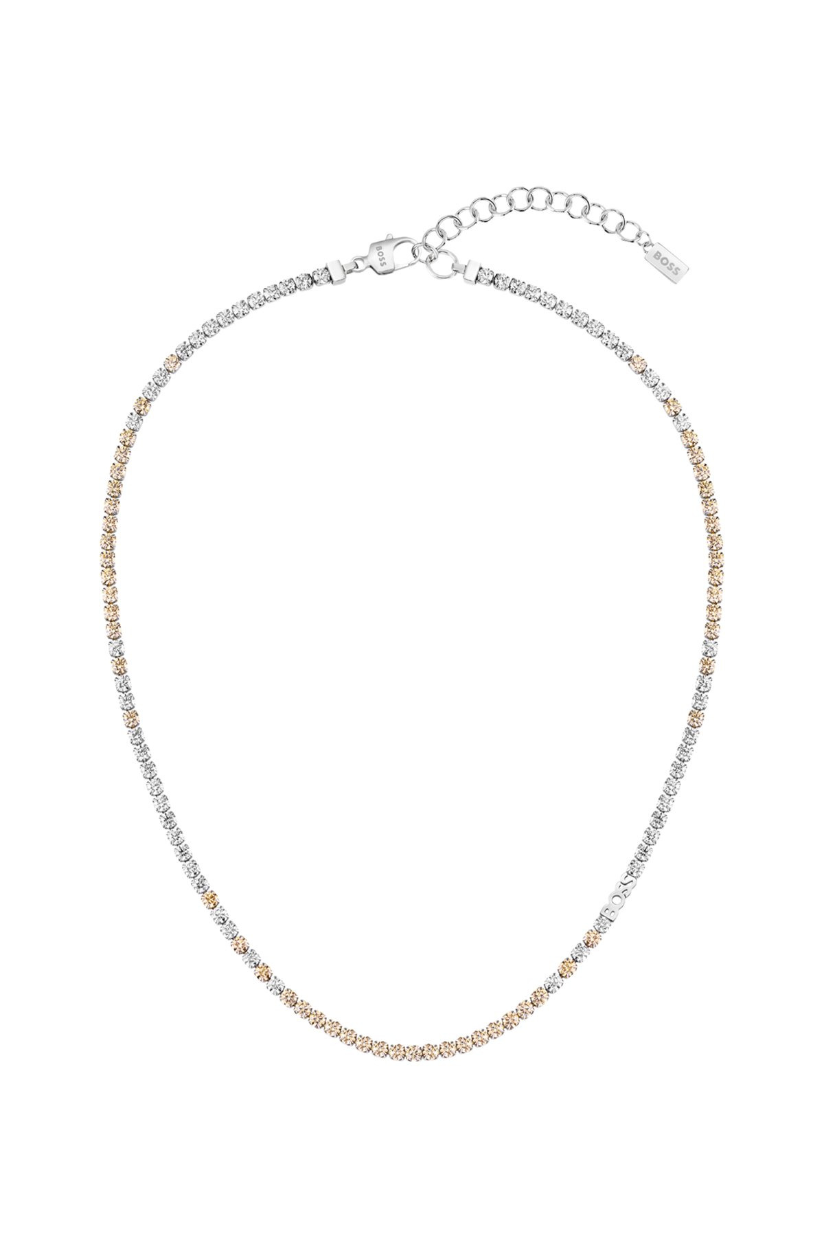ADJUSTABLE NECKLACE WITH CLEAR AND CHAMPAGNE-COLORED CRYSTALS - 4