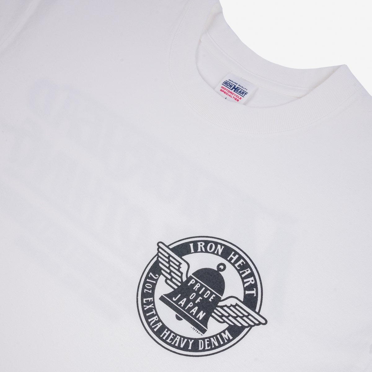 IHT-2402-WHT 7.5oz Printed Loopwheel Crew Neck T-Shirt - White - 7