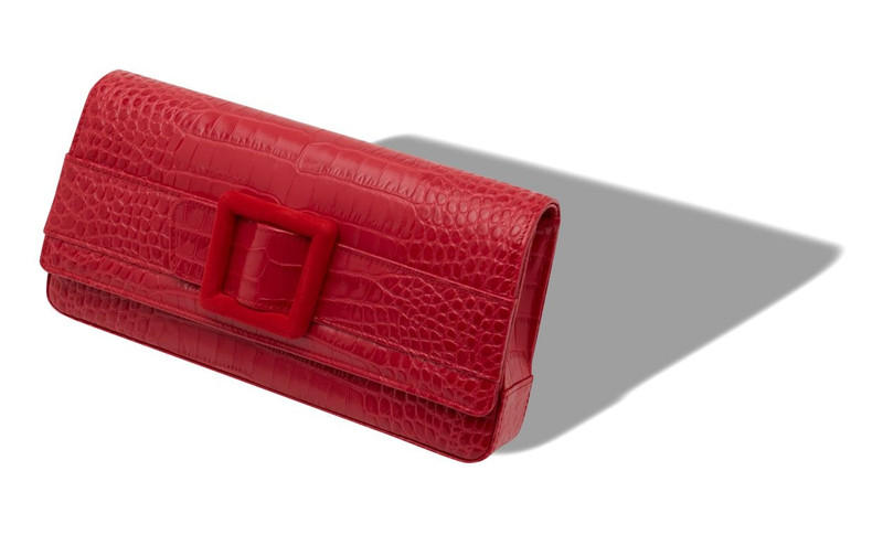 Manolo Blahnik Red Calf Leather Buckle Clutch outlook