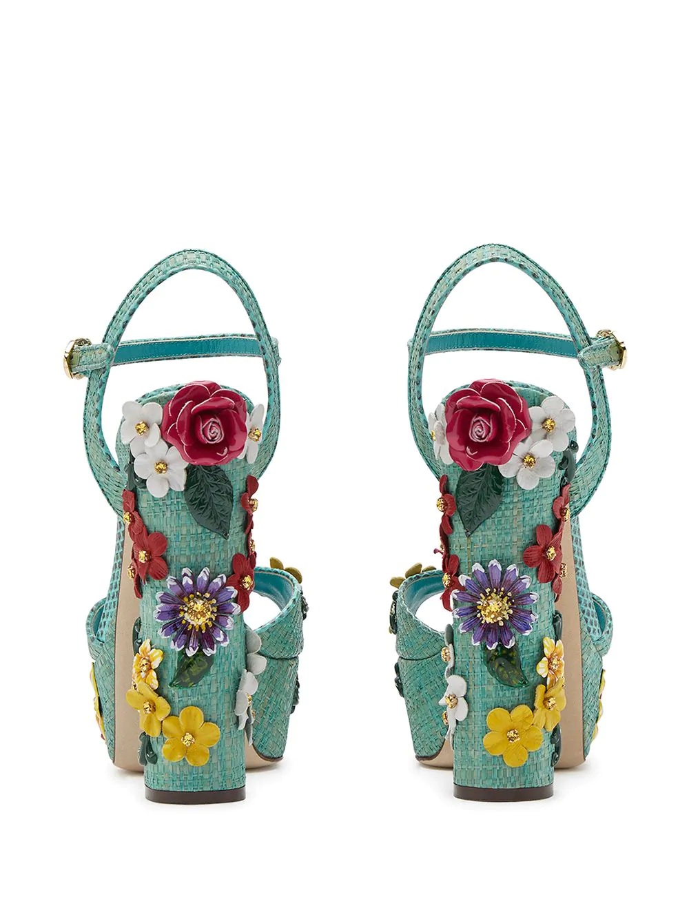 floral appliqué sandals - 3