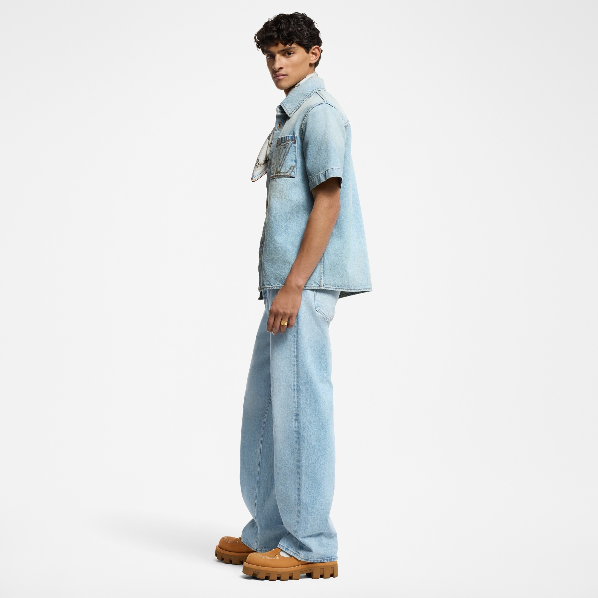 Wide Leg Fit Denim Pants - 4