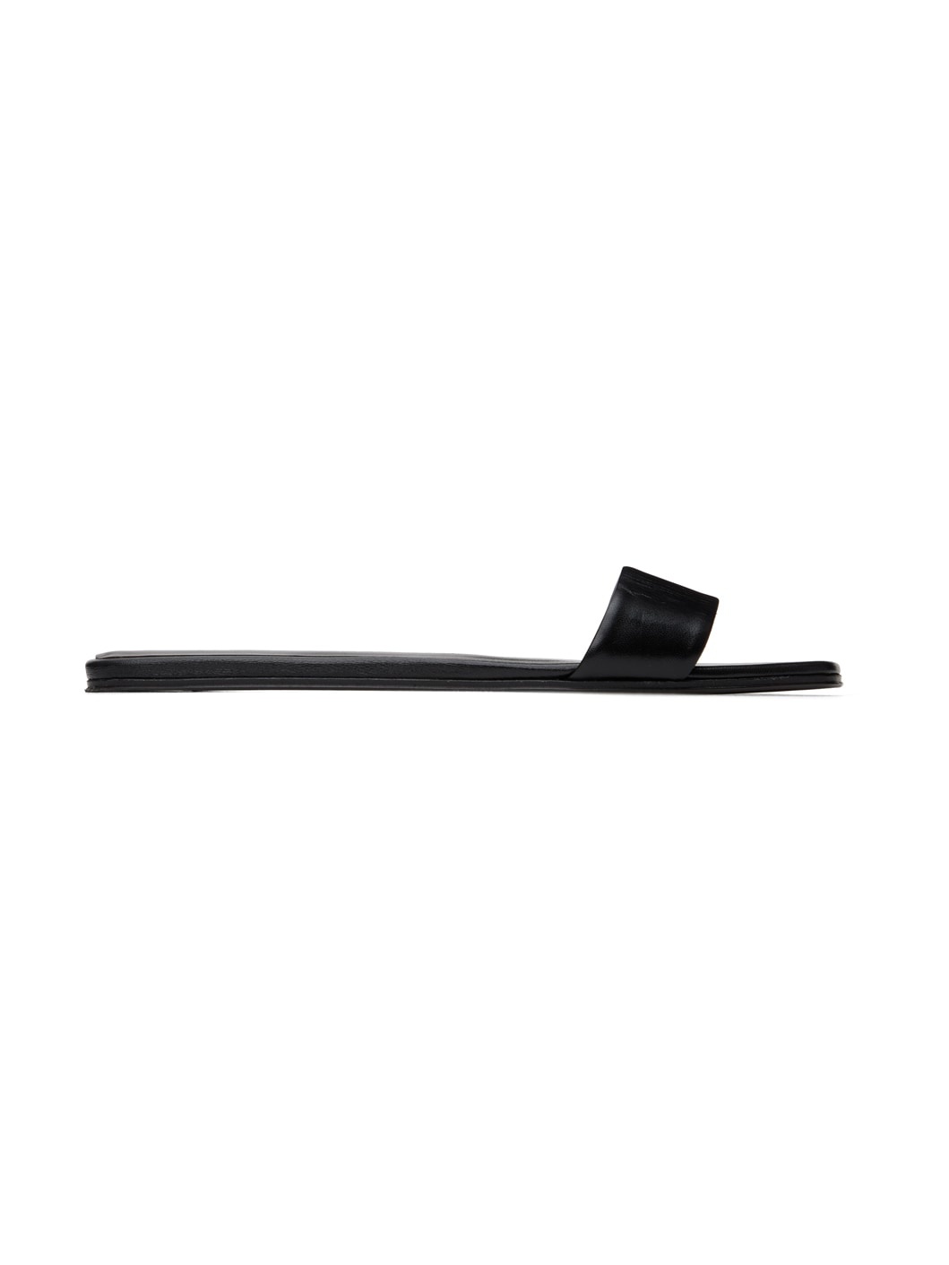 Black Lambskin Flat Sandals - 1