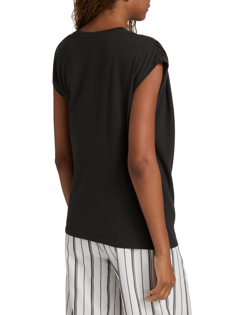 Women's Draped Cotton Top - Black 5
