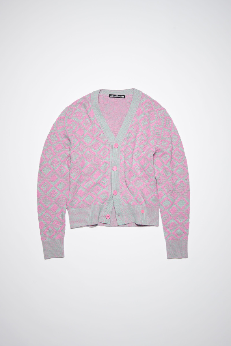 Face tiles cardigan - Bubble pink/spring green 6