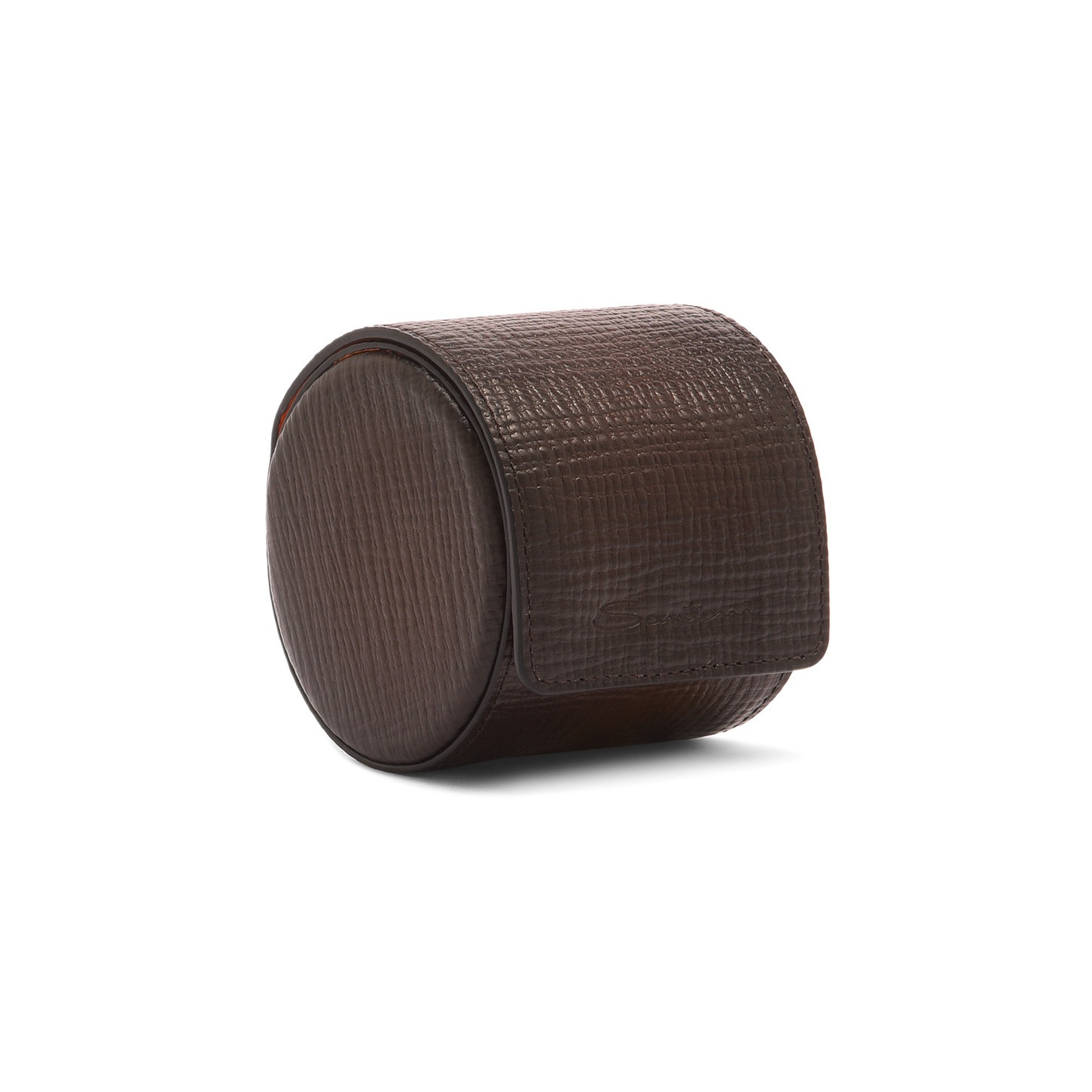 Brown printed leather small watch case - 4