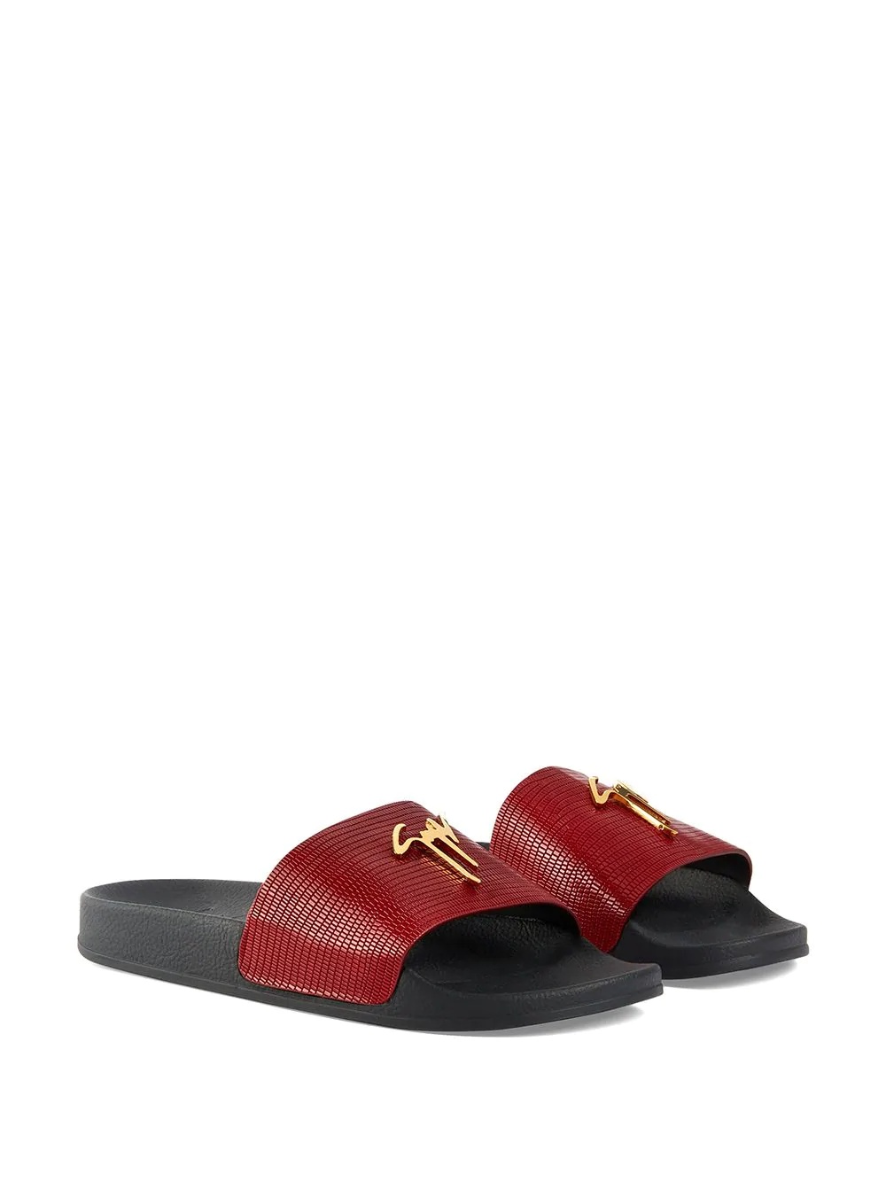 Brett lizard-effect leather slides - 2