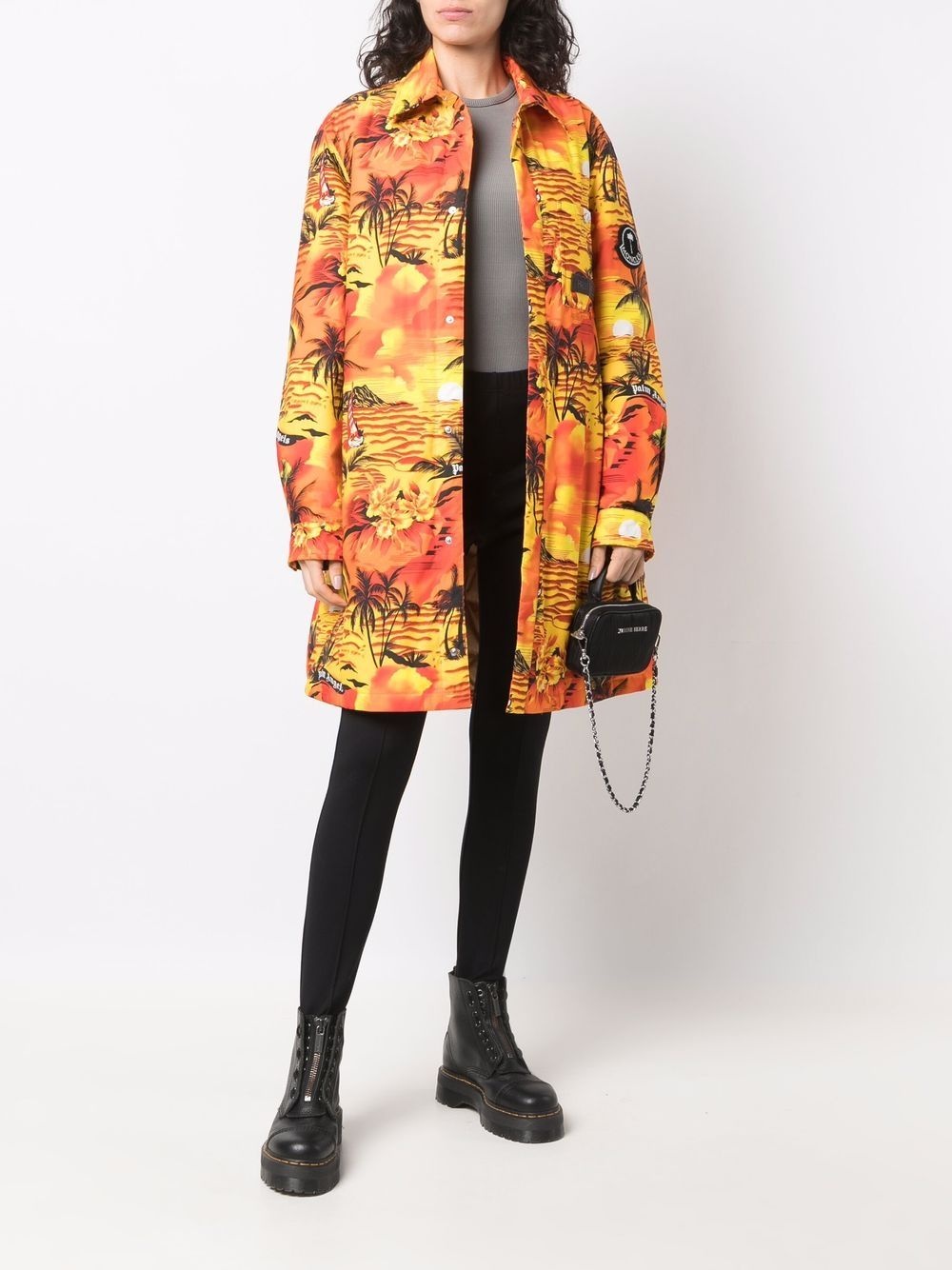 x Moncler tropical-print padded coat - 3