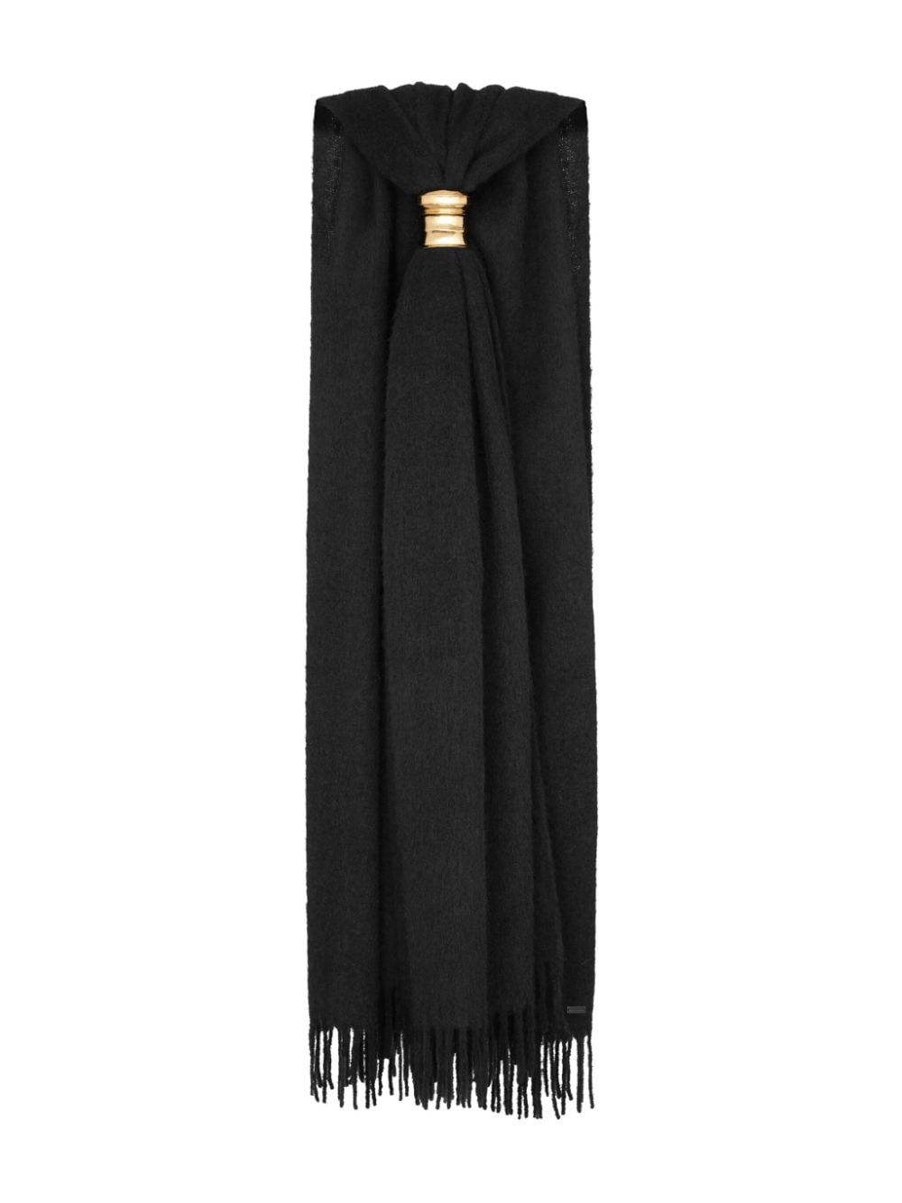 指輪・リング SAINT LAURENT CASHMERE FRINGED SCARF Saint Laurent Embroidered Logo Fringe Cashmere Scarf