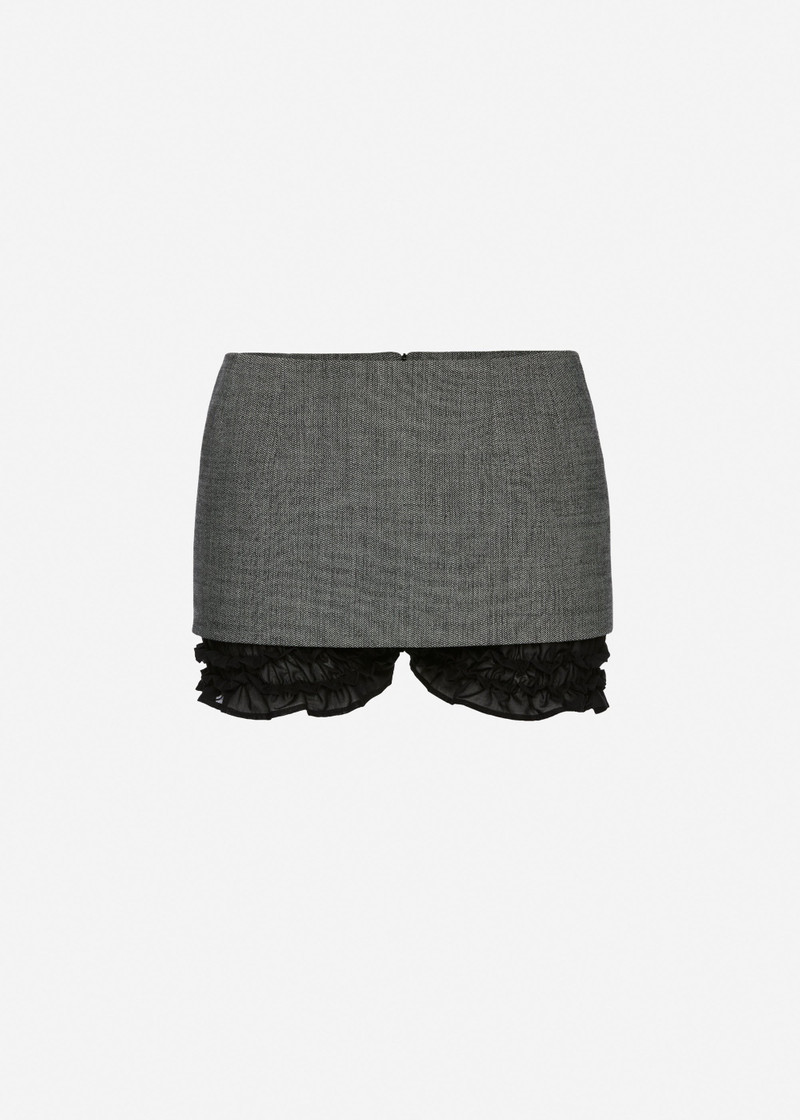 Layered mini skirt shorts in grey 1