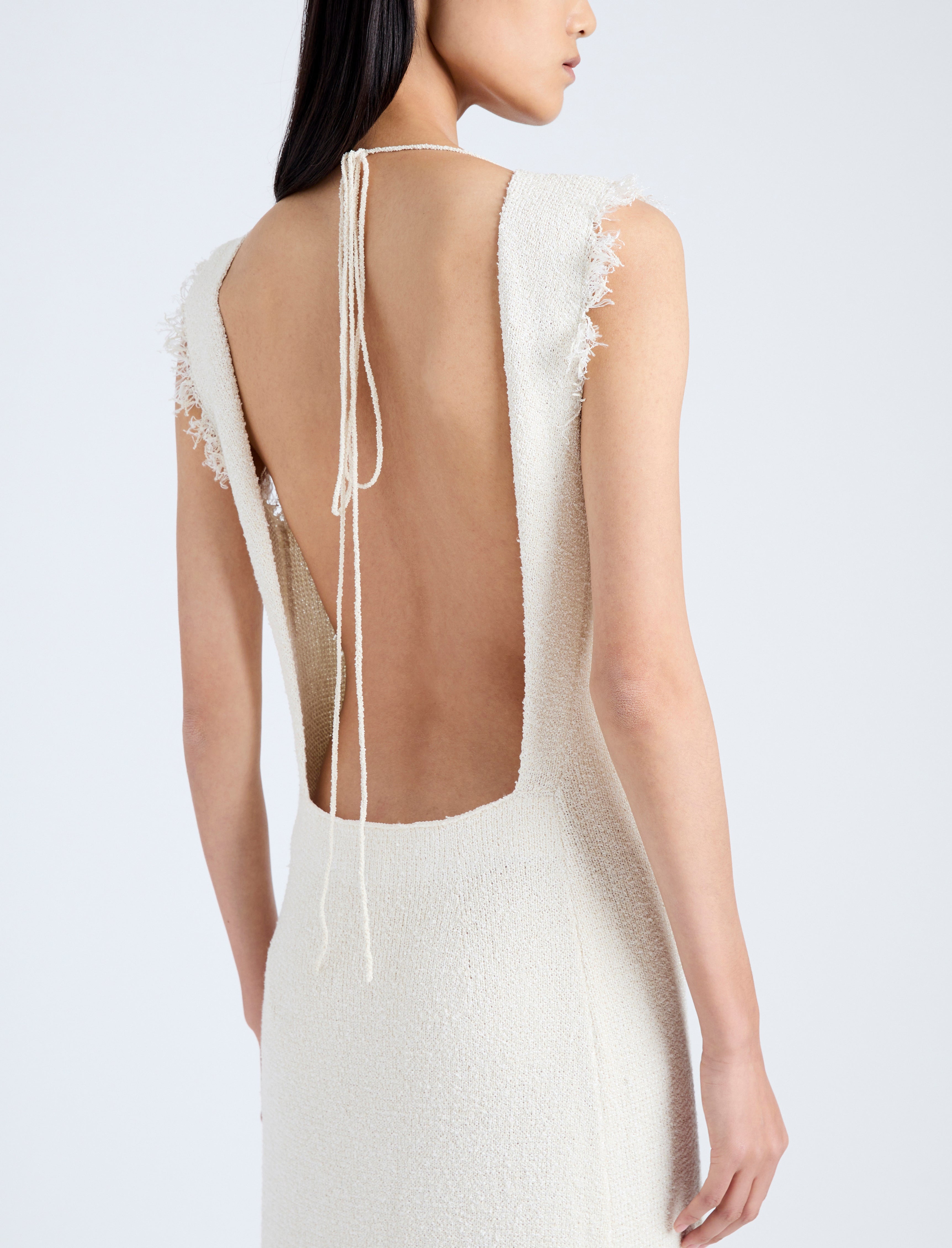 Silvia Backless Dress In Silk Doubleface Boucle - 5