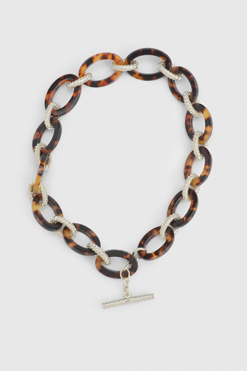 KAREN MILLEN Acrylic Chain Woven Link Necklace outlook