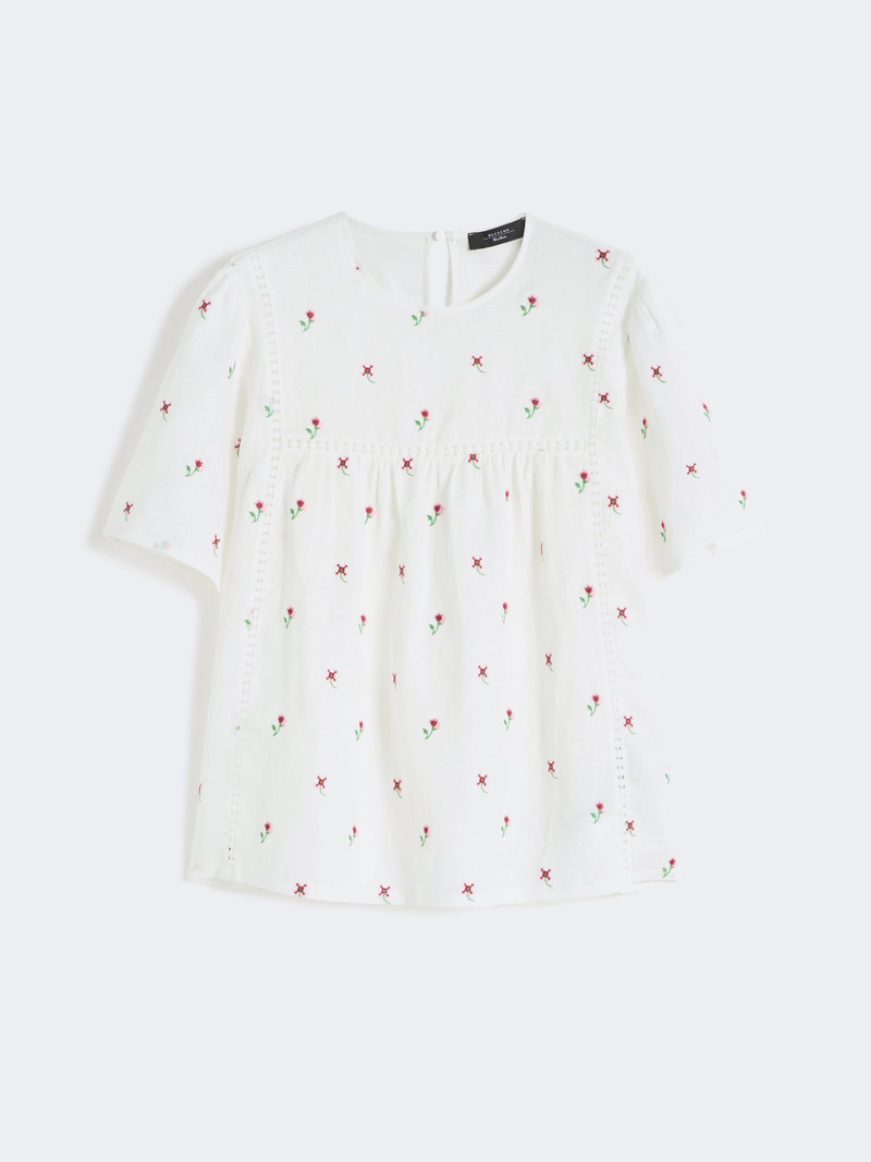 BACINO Linen canvas and stretch jersey top - WHITE 1