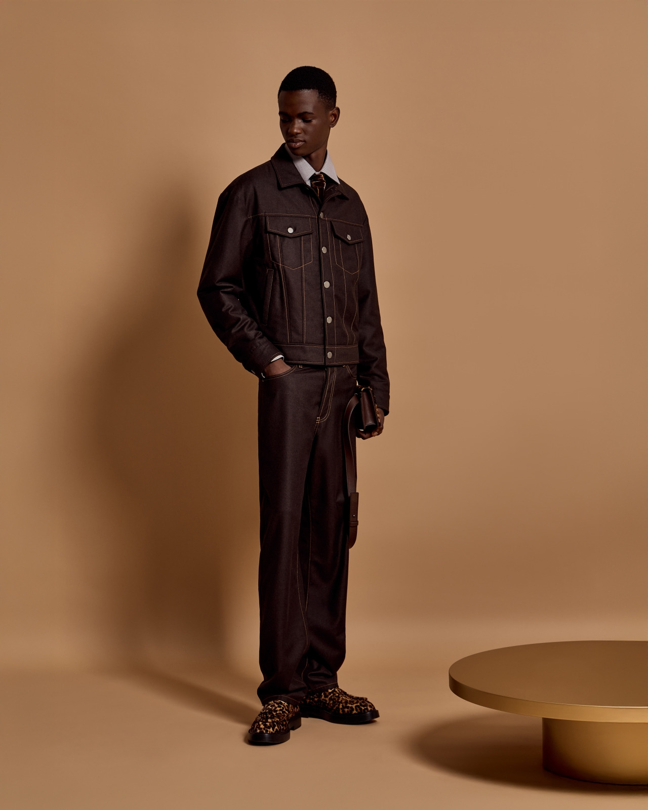 FIVE-POCKET TROUSERS IN DENIM-EFFECT VIRGIN-WOOL FLANNEL - 6