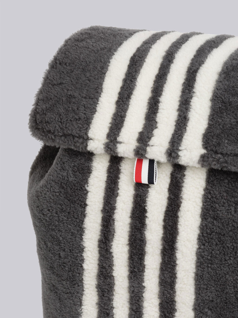 Thom Browne Curly Merino Shearling 4-Bar Flap Backpack outlook