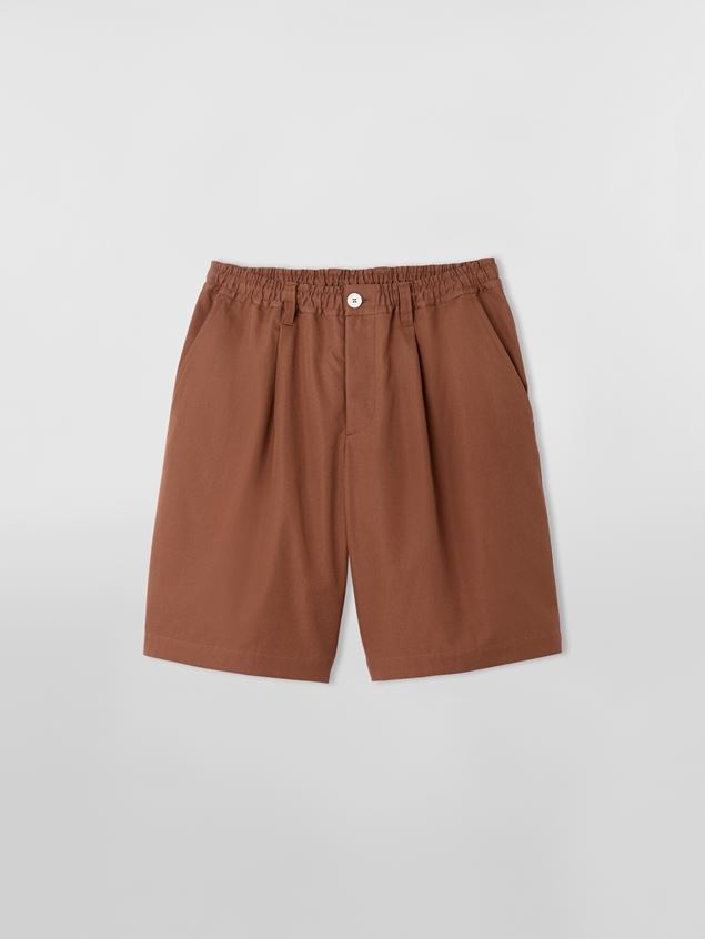 DARTED LIGHTWEIGHT COTTON TWILL BERMUDA TROUSERS - 1