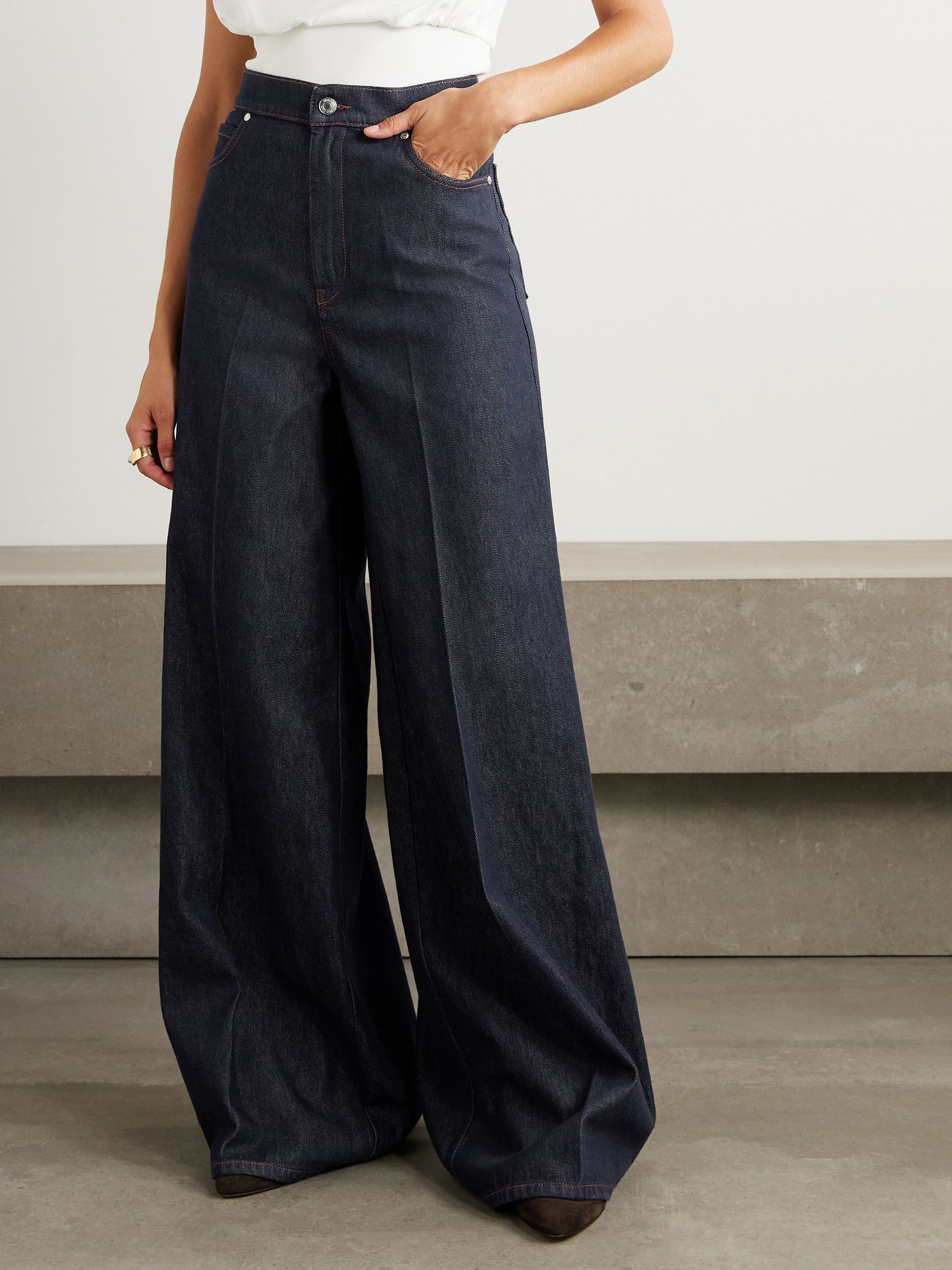 Carmine high-rise wide-leg jeans Dark denim - 3
