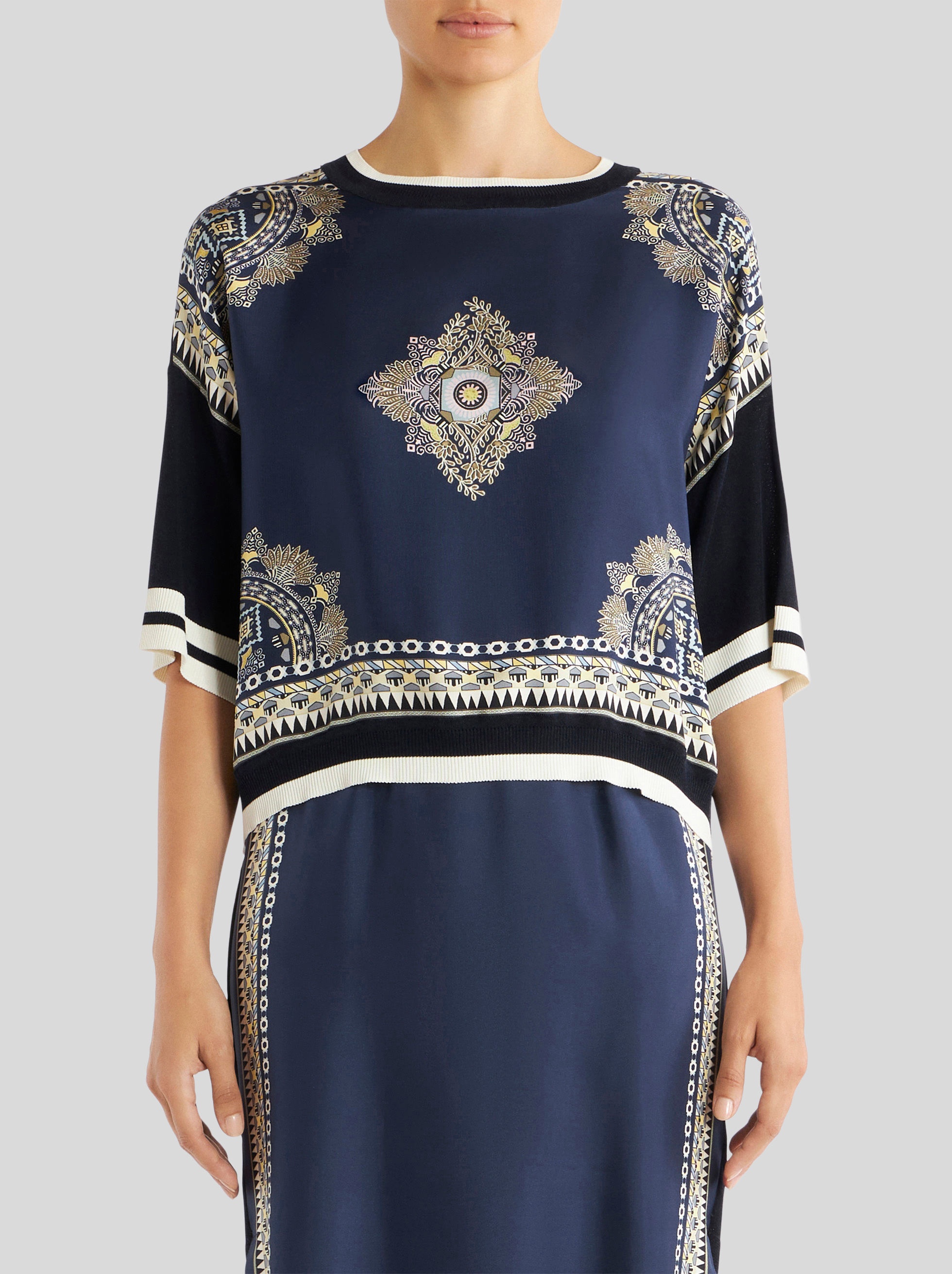 SHORT-SLEEVED JUMPER WITH SILK INSERT - 2