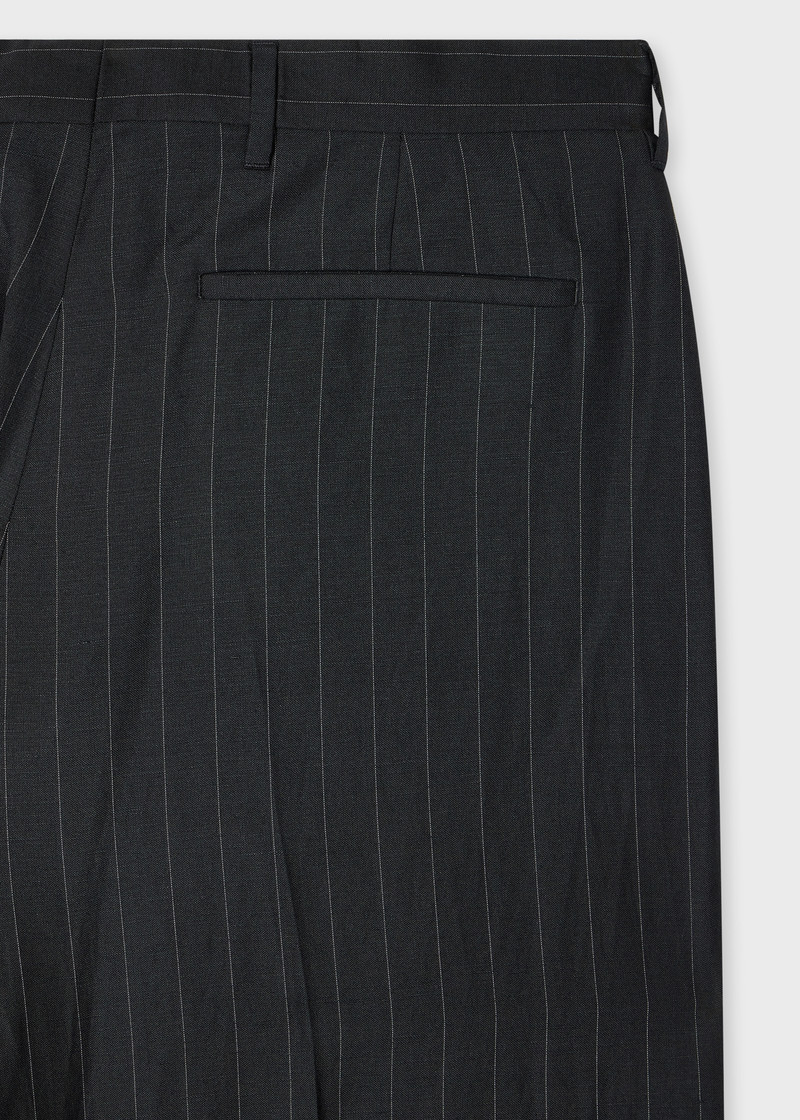 Paul Smith Relaxed-Fit Black Wool-Linen Pinstripe Trousers outlook