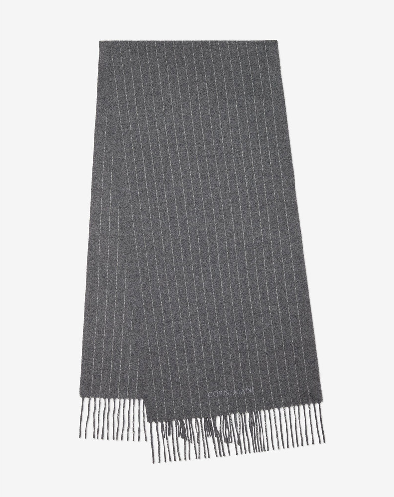 Pinstripe Grey wool and cashmere scarf 1