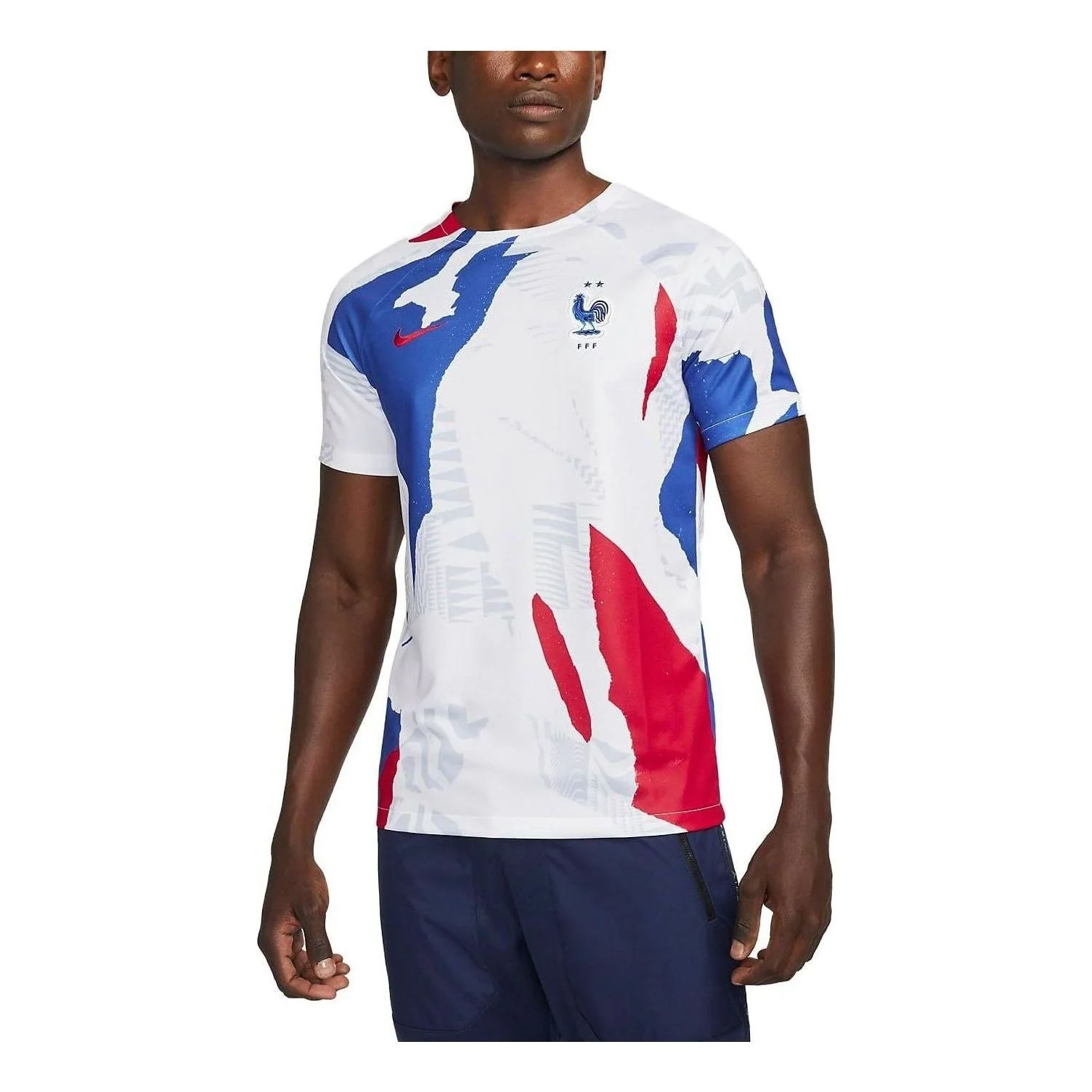 Nike France 2022 Pre Match Training Jersey 'White Red Blue' DM9548-100 - 1