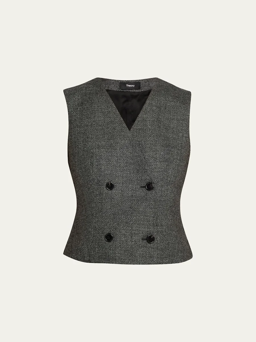 Shrunken Wool Suiting Vest - 1