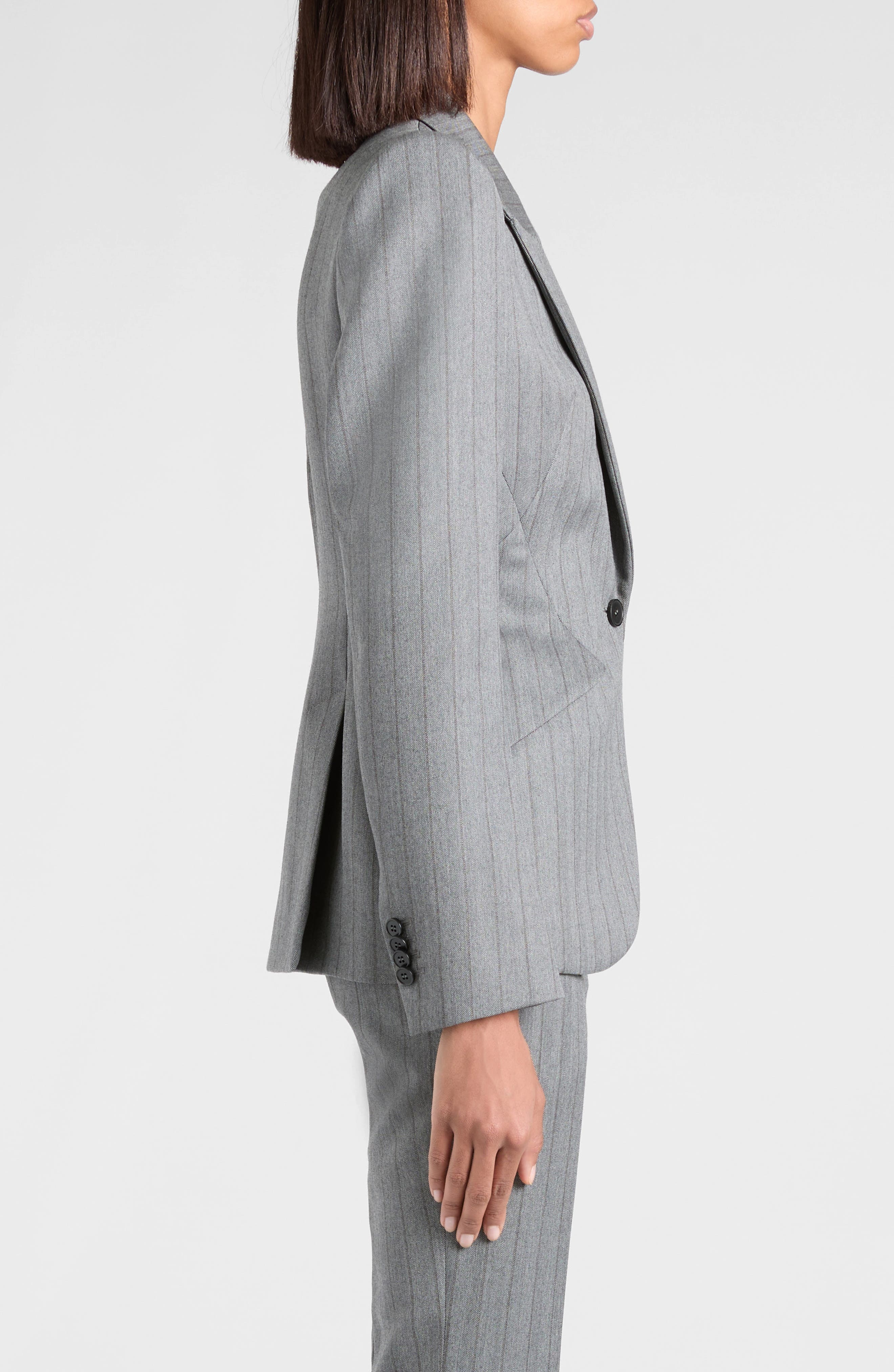 McQueen T-Bar Herringbone Wool Blazer in Grey at Nordstrom - 3