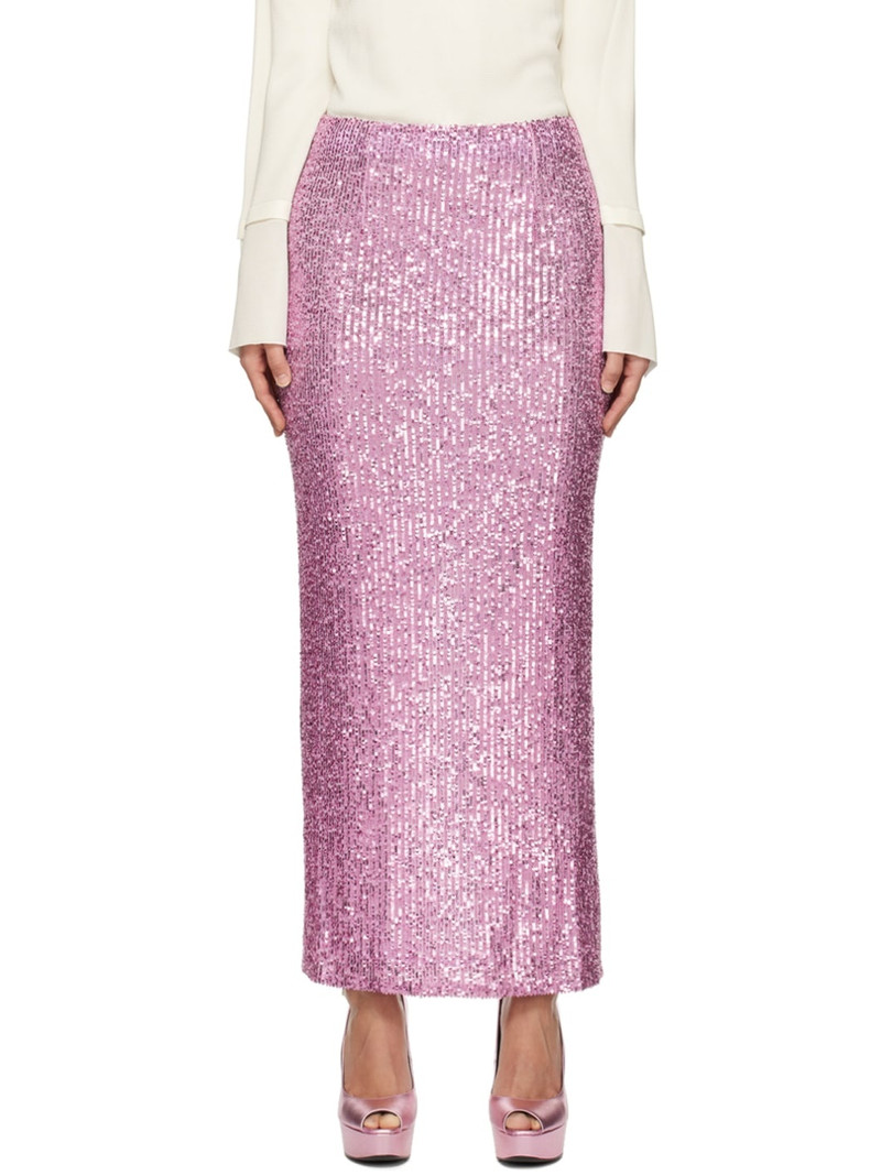 Purple All Over Sequins Maxi Skirt 1