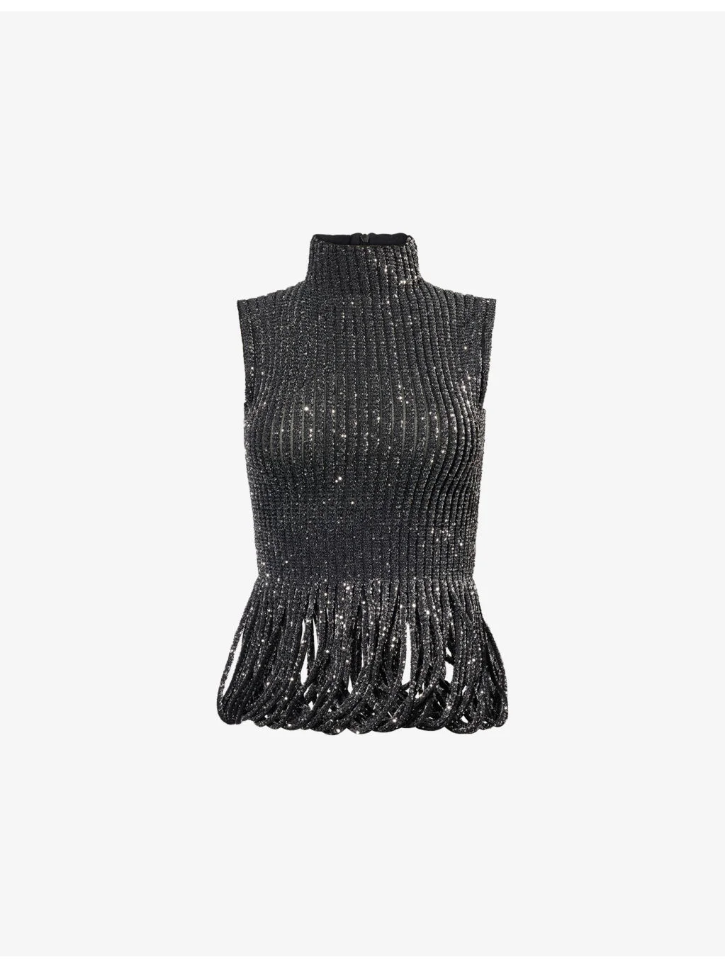 Loop-Hem Sequin Knit Top - 1