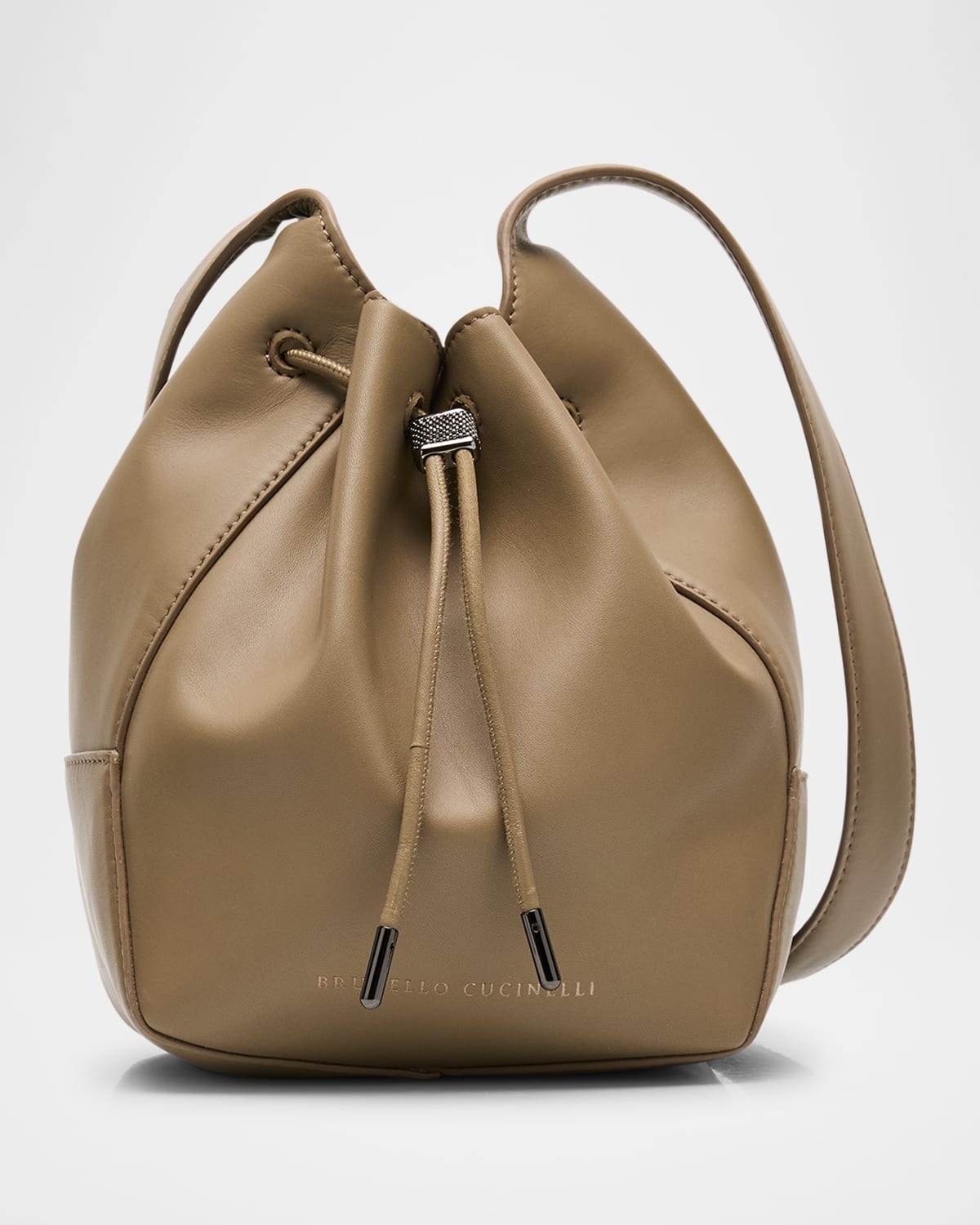 Drawstring Leather Shoulder Bag - 1