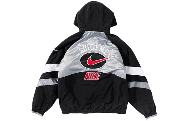 Supreme SS19 x Nike Hooded Sport Jacket Crossover waterproof Nylon hooded track Jacket Unisex Silver - 2