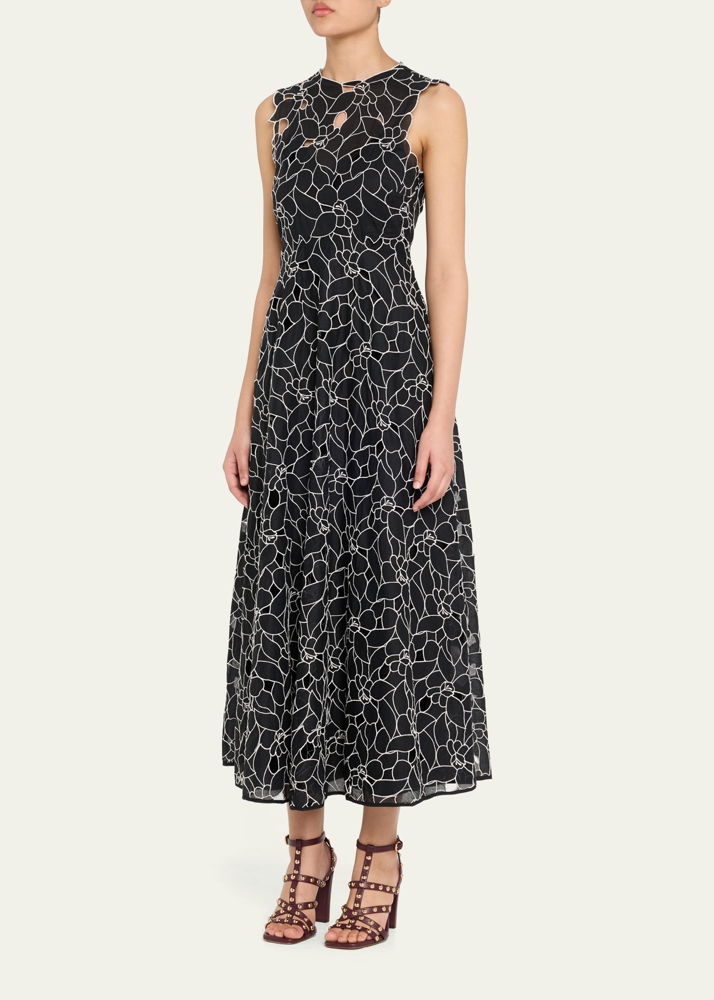 Kiana Embroidered Sleeveless Midi Dress - 4