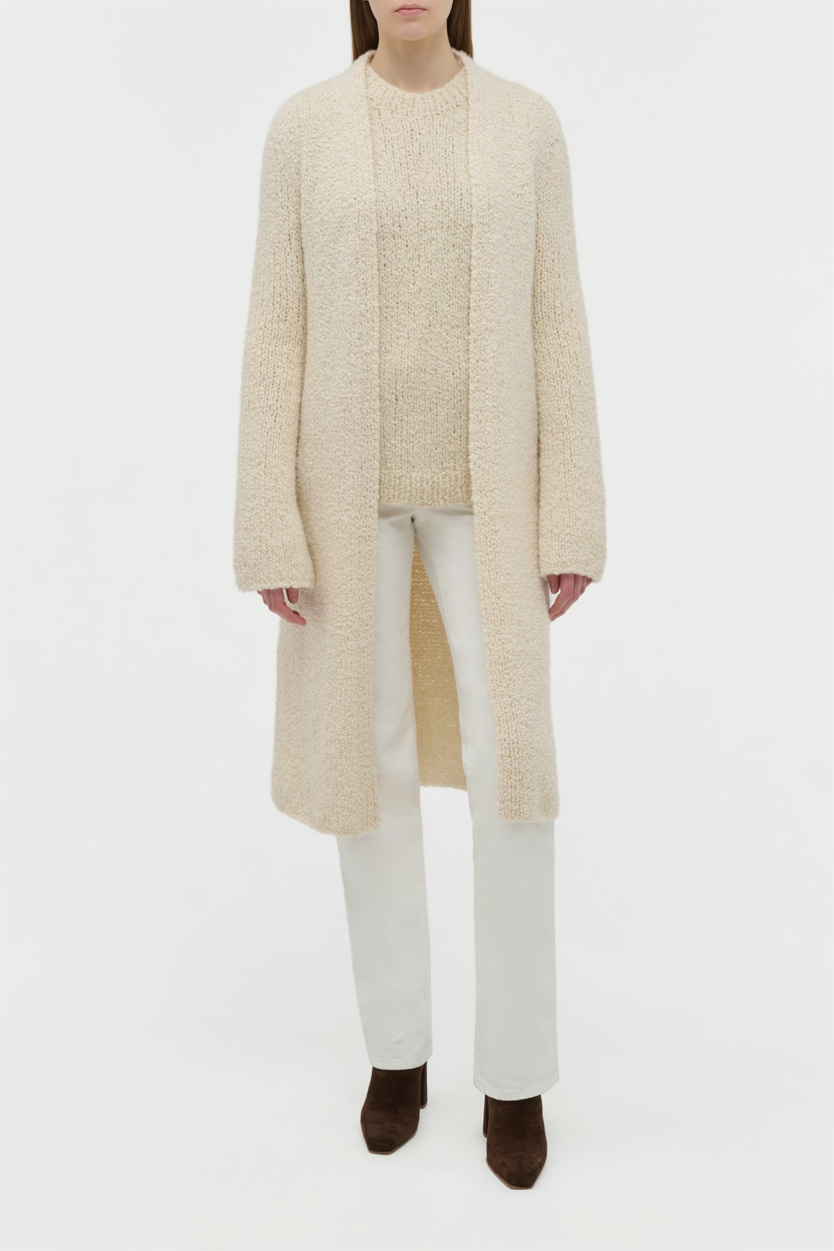 Uxia Knit Cardigan in Ivory Cashmere Boucle - 2