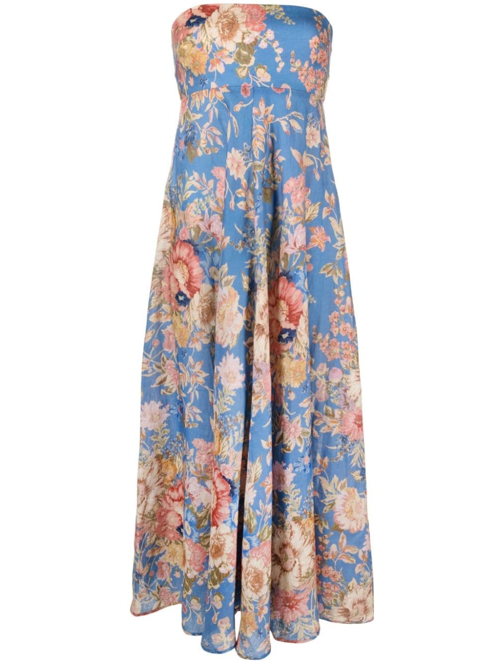 August floral-print strapless dress - 1
