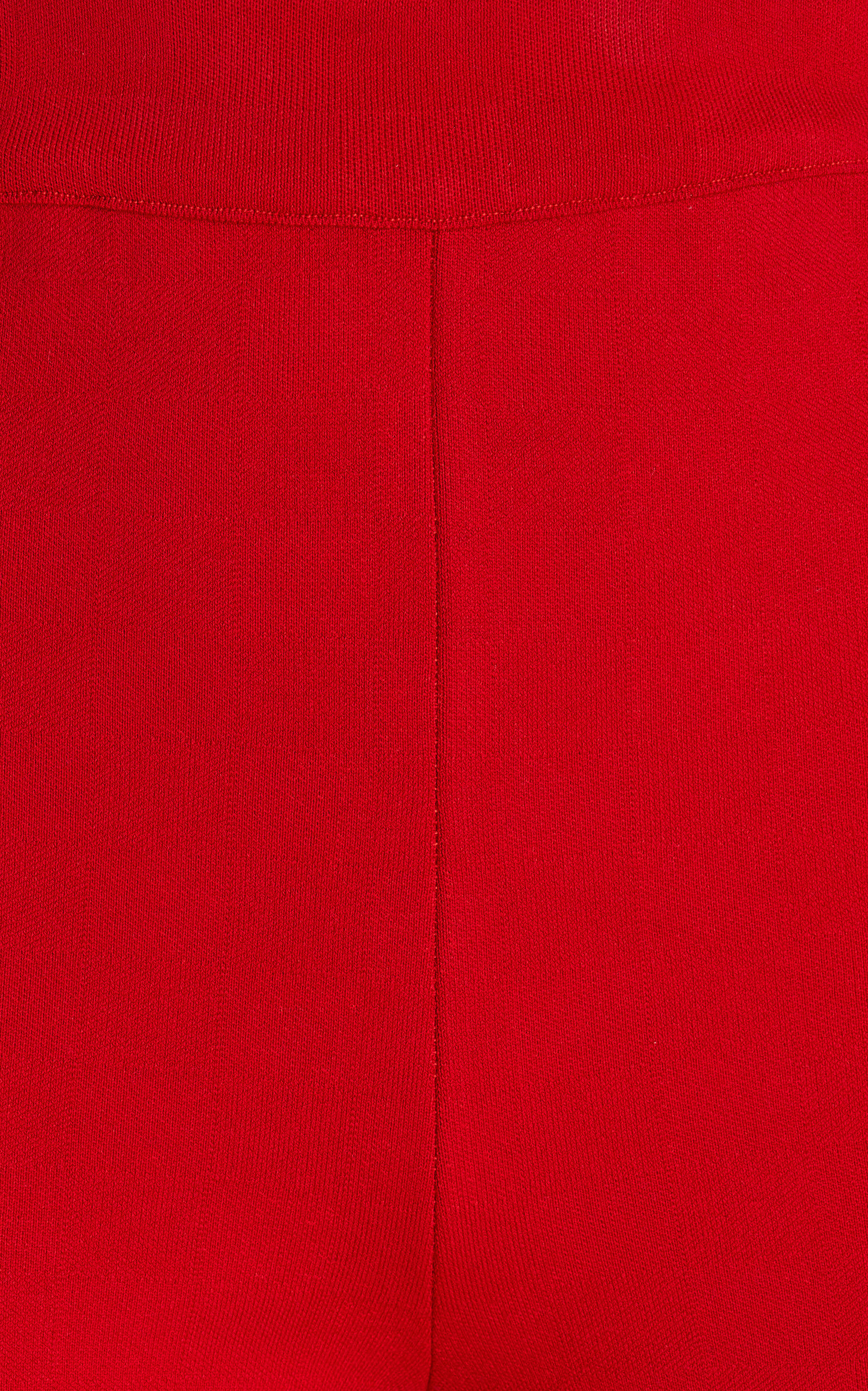 Kick Flared Stretch-Cotton Knit Pants red - 8