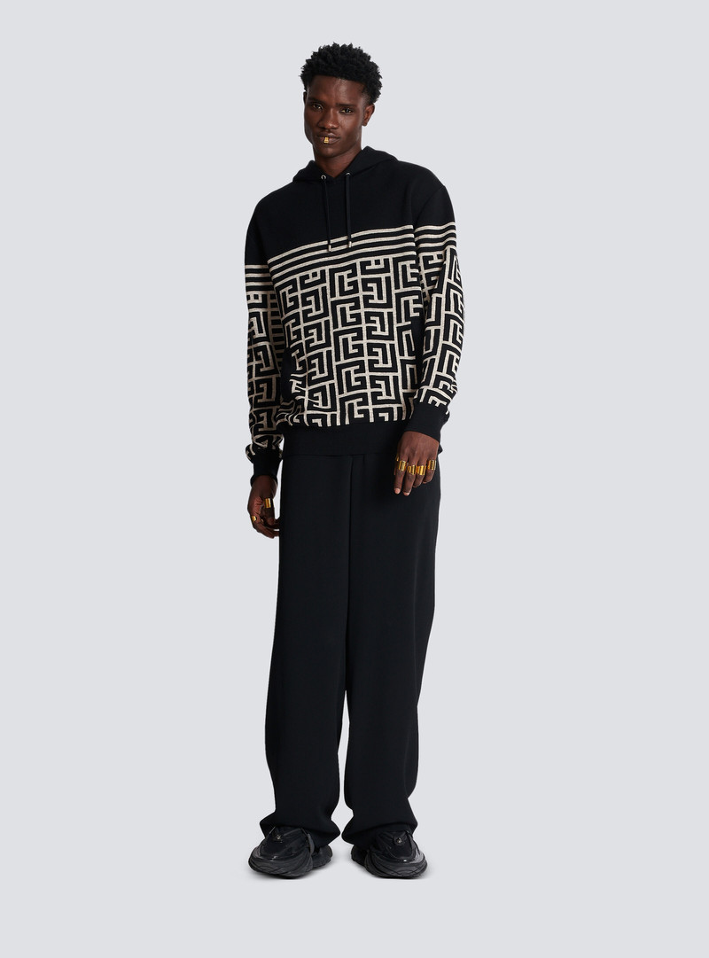 Balmain Monogrammed striped wool sweater outlook